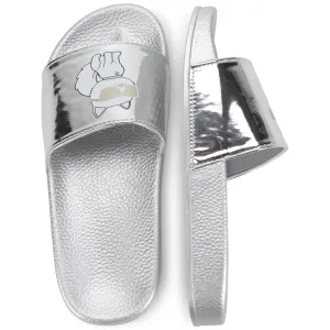 Karl Lagerfeld Girl's Metallic Slide W/ Choupette Silver Z19095-016