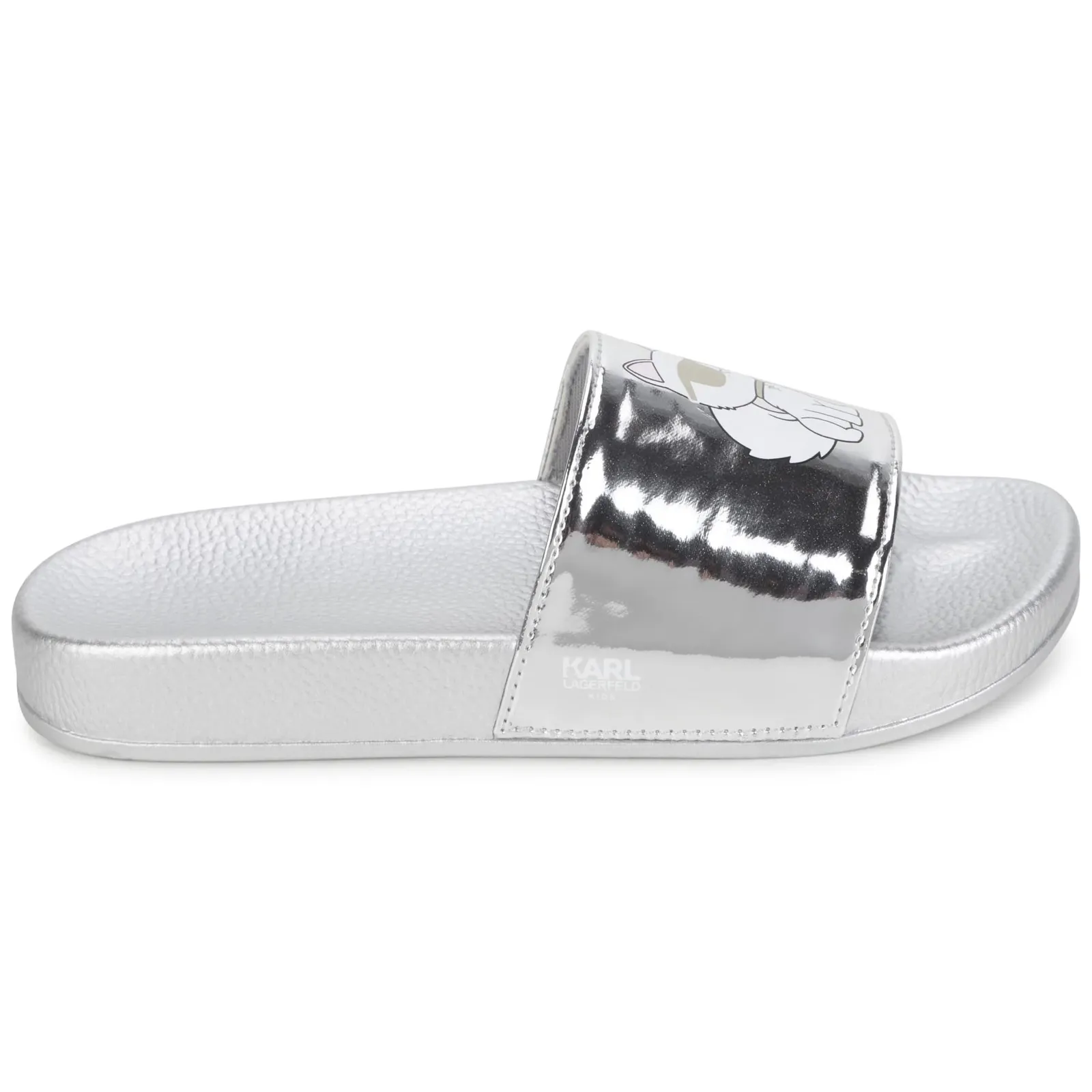 Karl Lagerfeld Girl's Metallic Slide W/ Choupette Silver Z19095-016