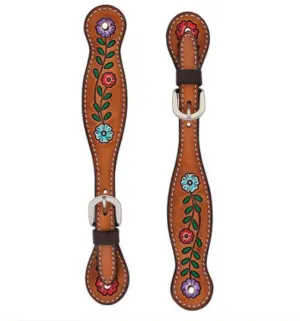 Ladies Weaver Turquoise Cross Floral Vine Spur Straps