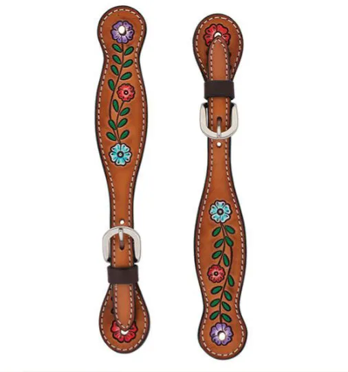 Ladies Weaver Turquoise Cross Floral Vine Spur Straps