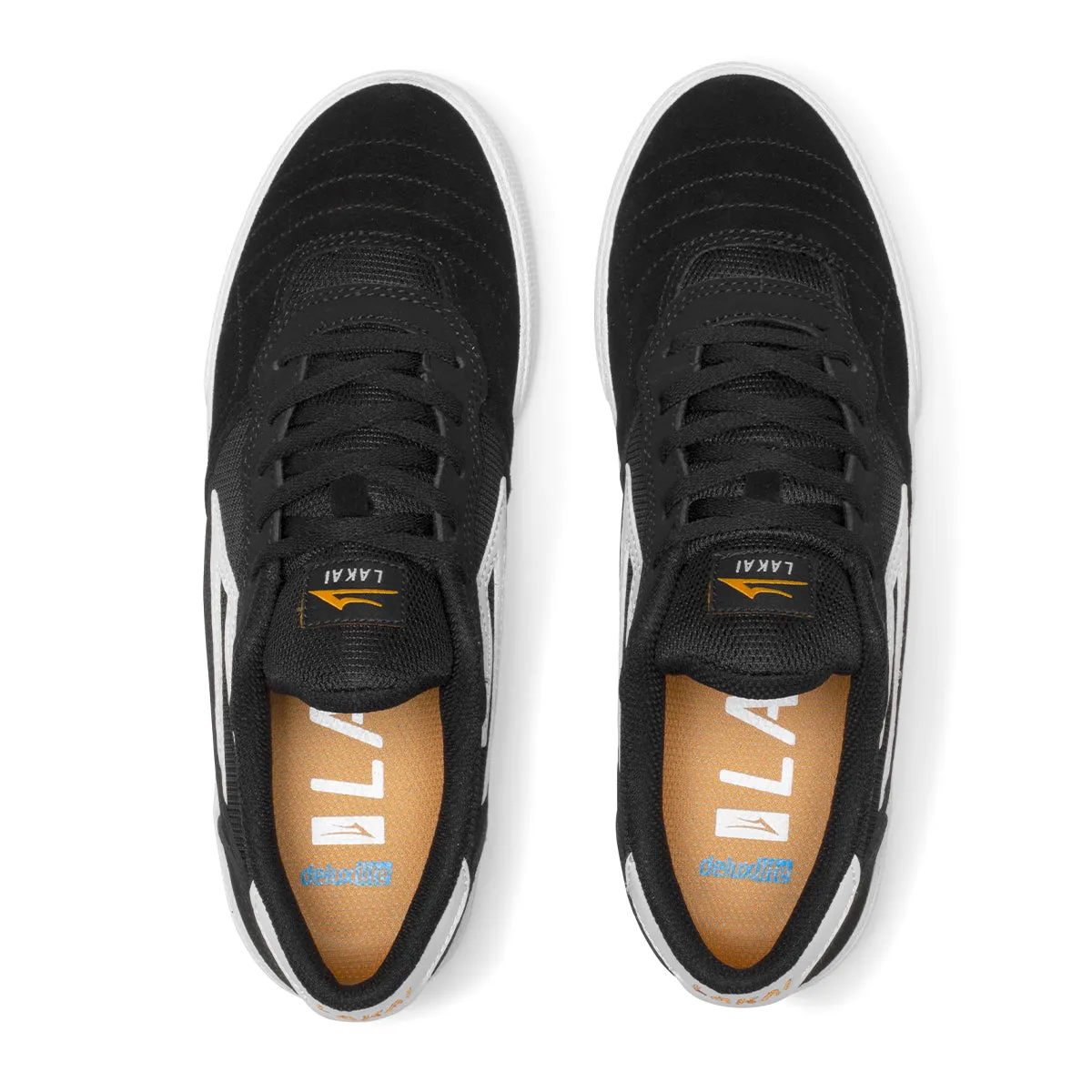 LAKAI SKATE SHOES: CAMBRIDGE. Black/White Suede. Sizes 6, 8,9,9.5,10,13