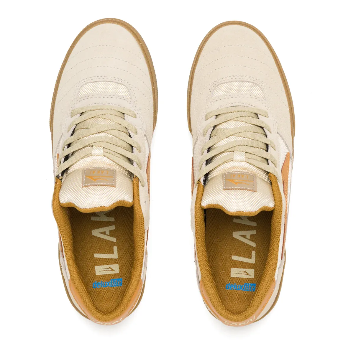 LAKAI SKATE SHOES: CAMBRIDGE. Tan/Gum Suede. Sizes 11