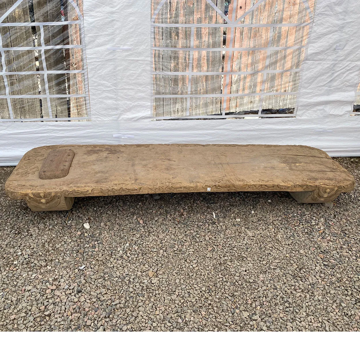Large Rare Indonesian Bali Teak Tribal Low Bed
