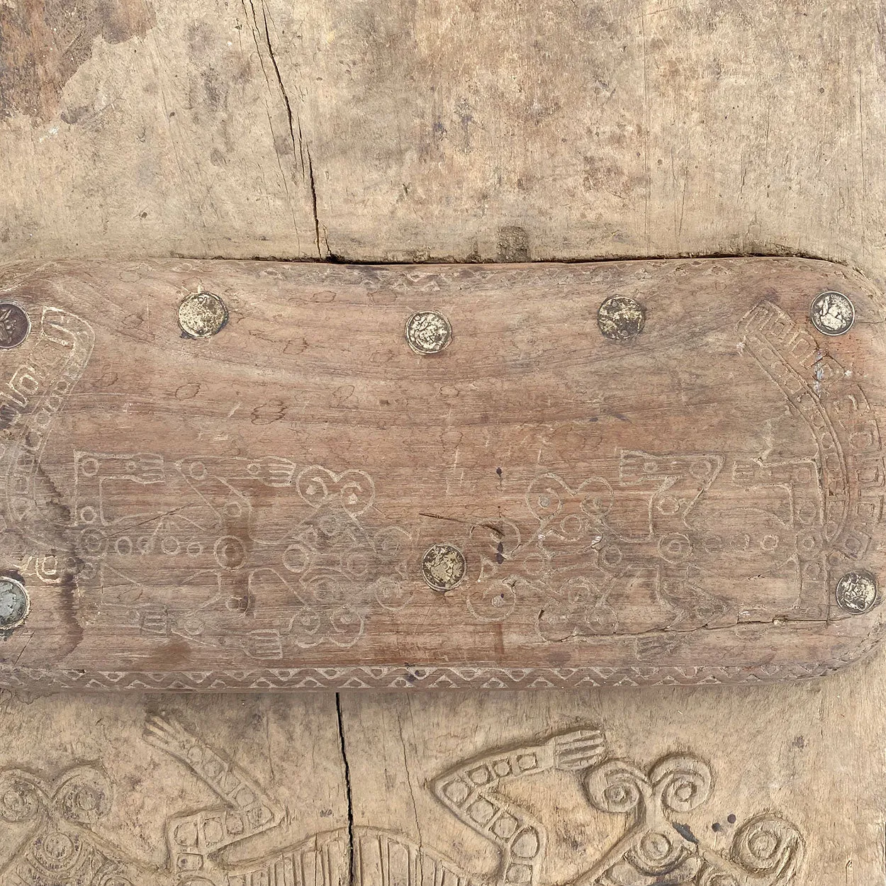 Large Rare Indonesian Bali Teak Tribal Low Bed