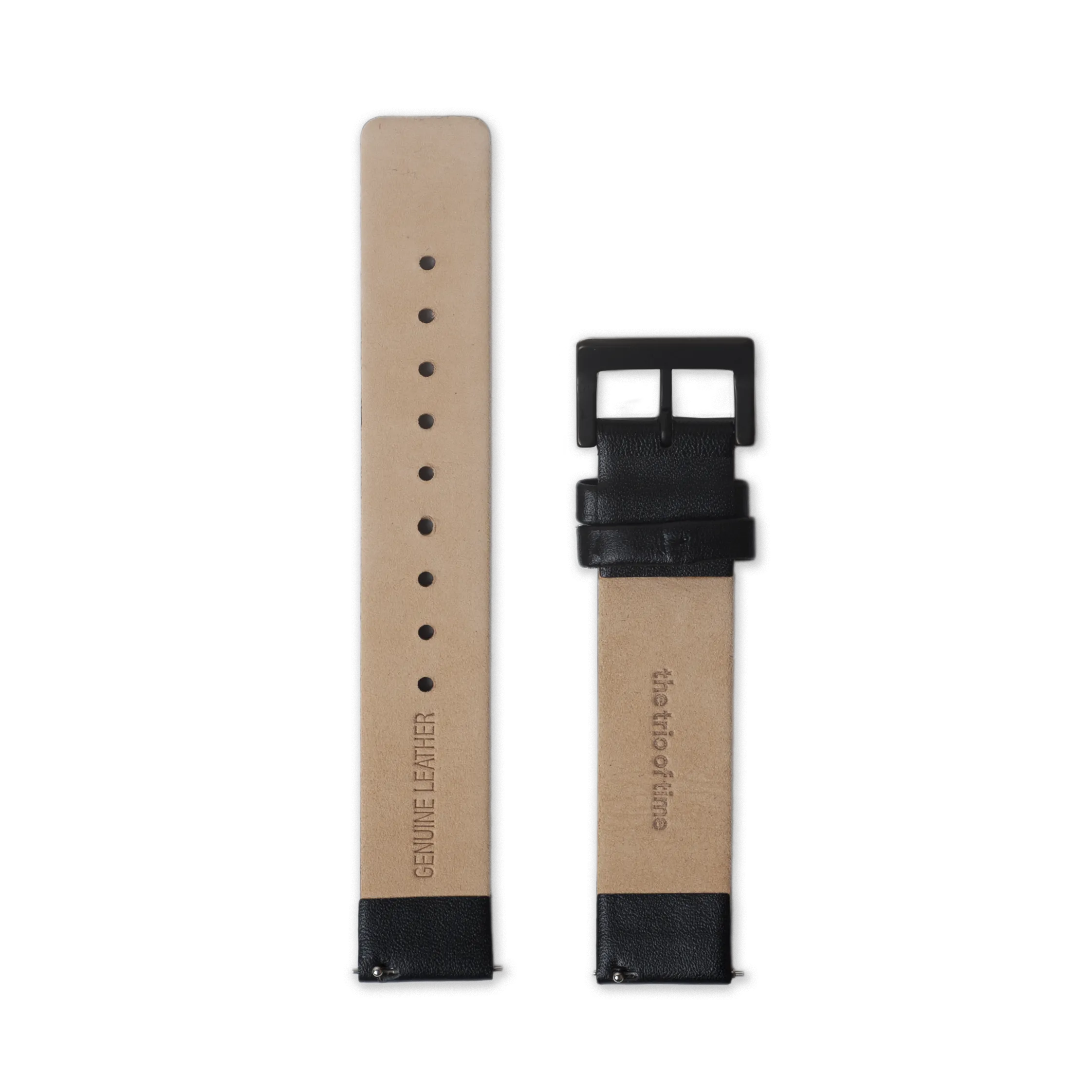 Leather Straps - Black leather with Black buckle