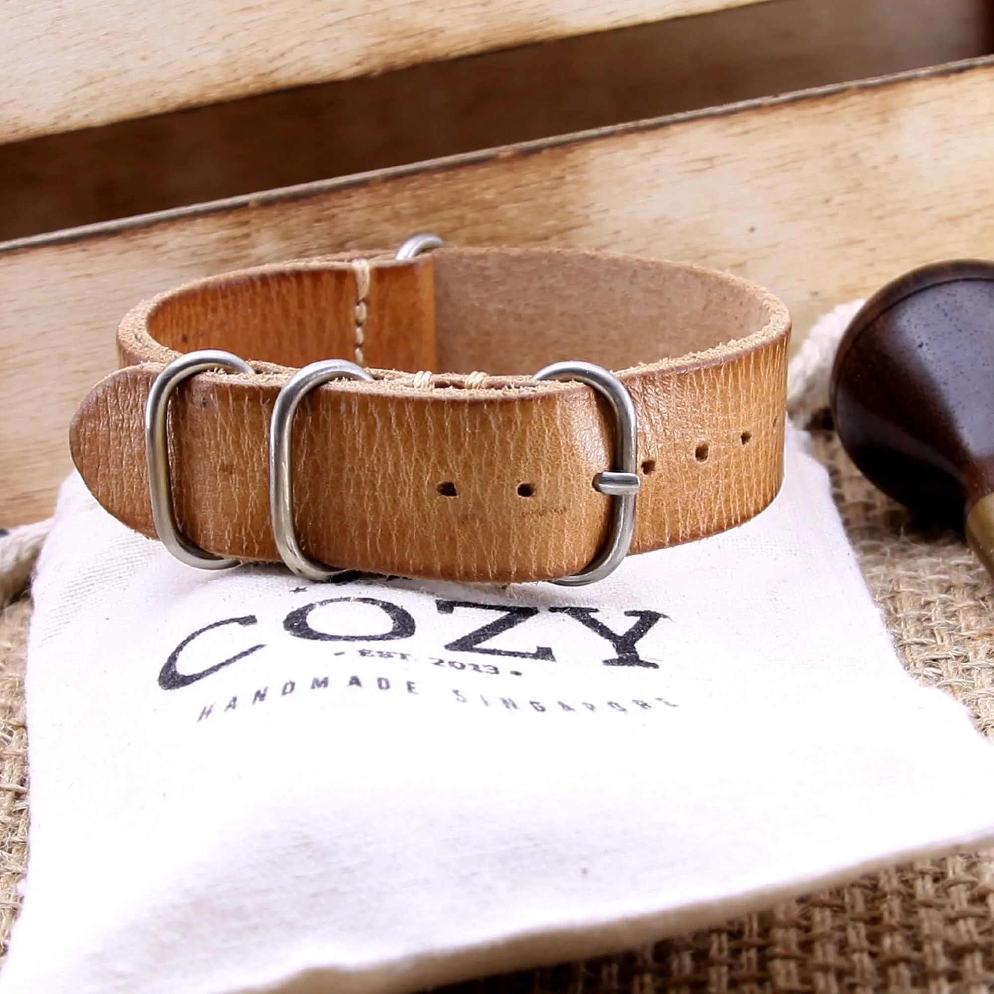 Leather Watch Strap, 4-Ring Distressed S101
