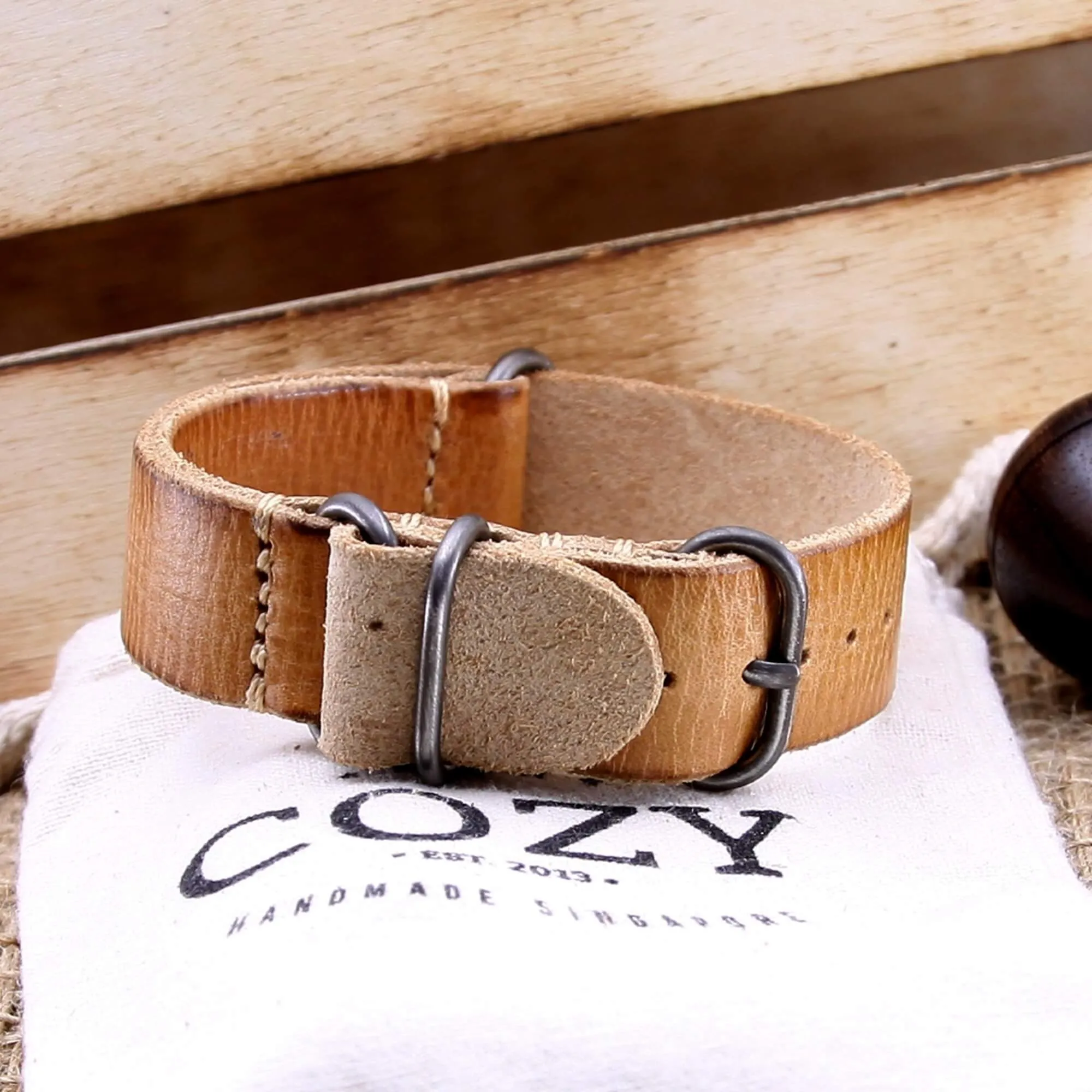 Leather Watch Strap, 4-Ring Distressed S101