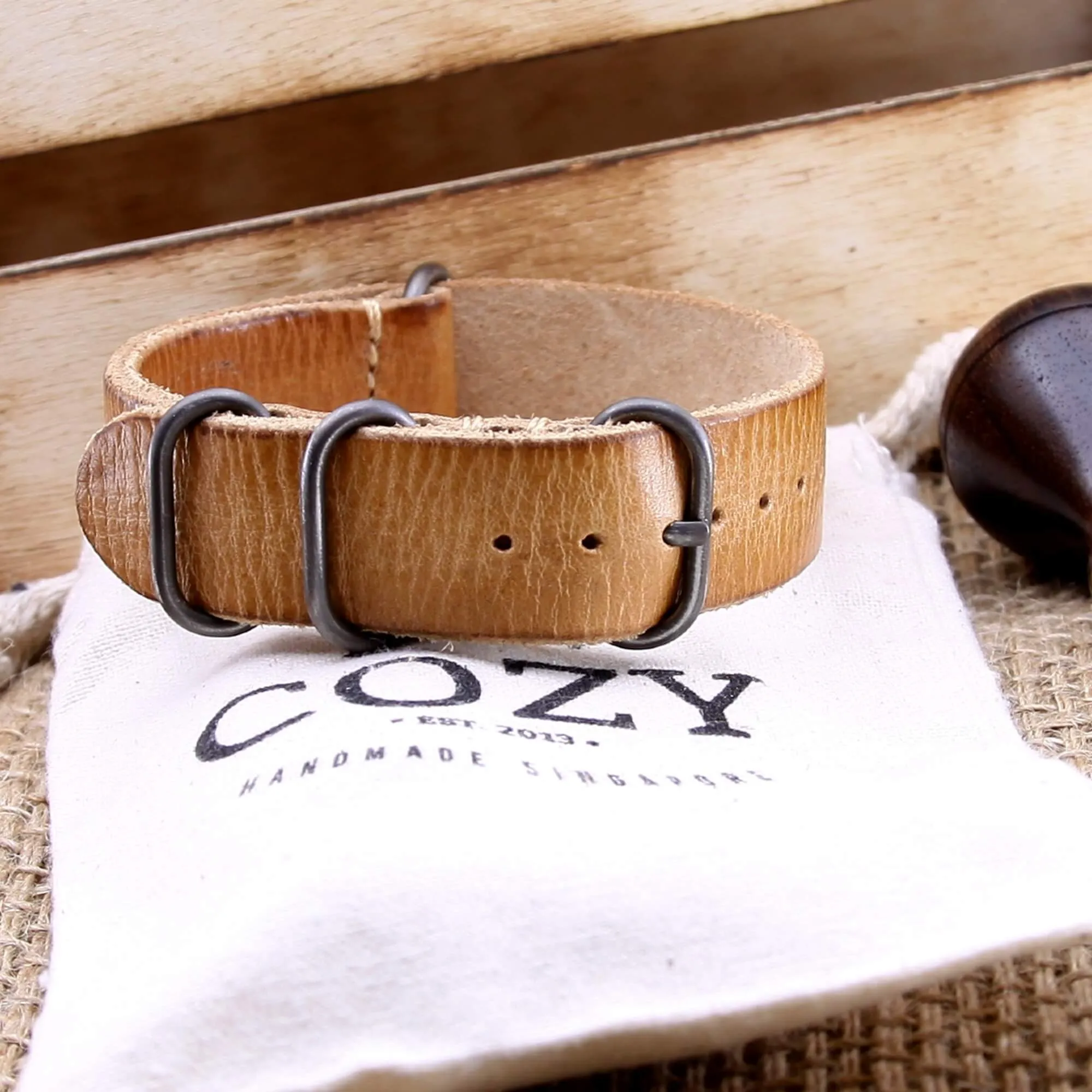 Leather Watch Strap, 4-Ring Distressed S101