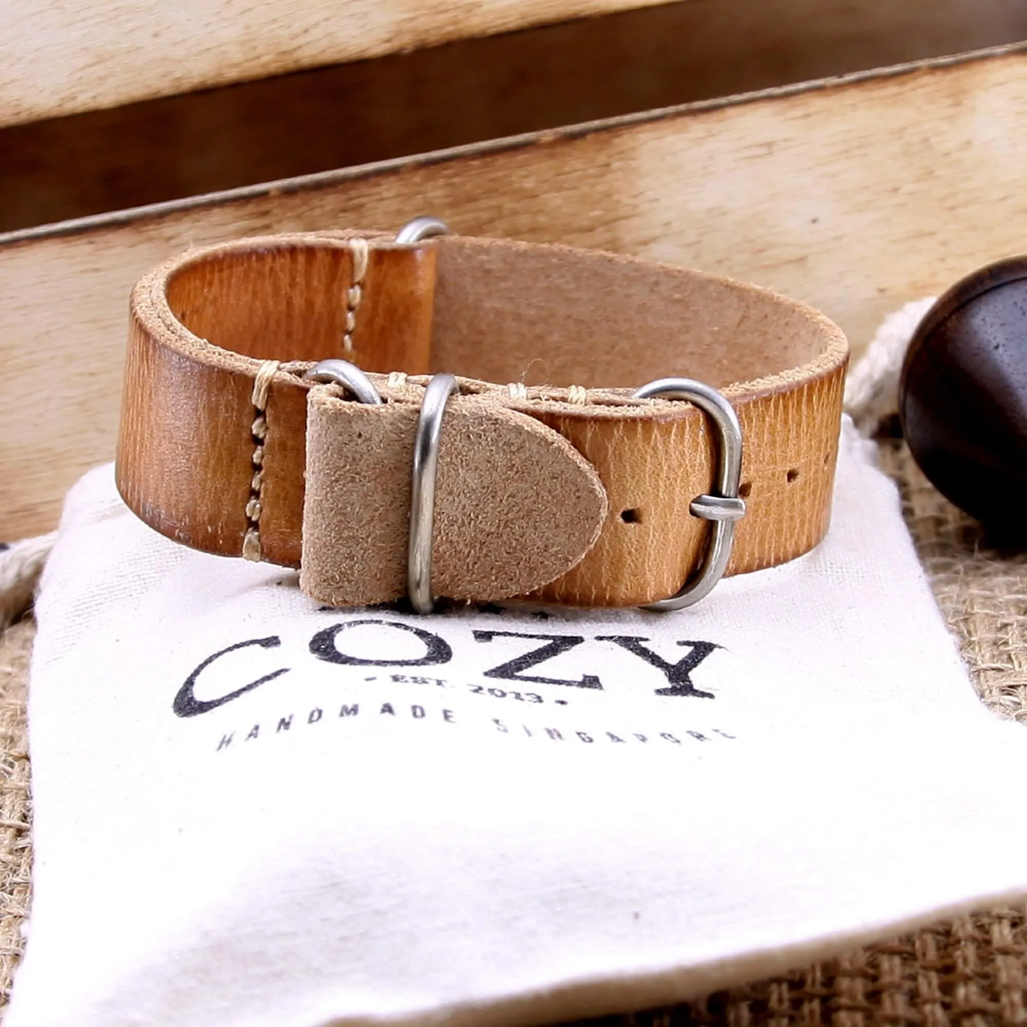 Leather Watch Strap, 4-Ring Distressed S101