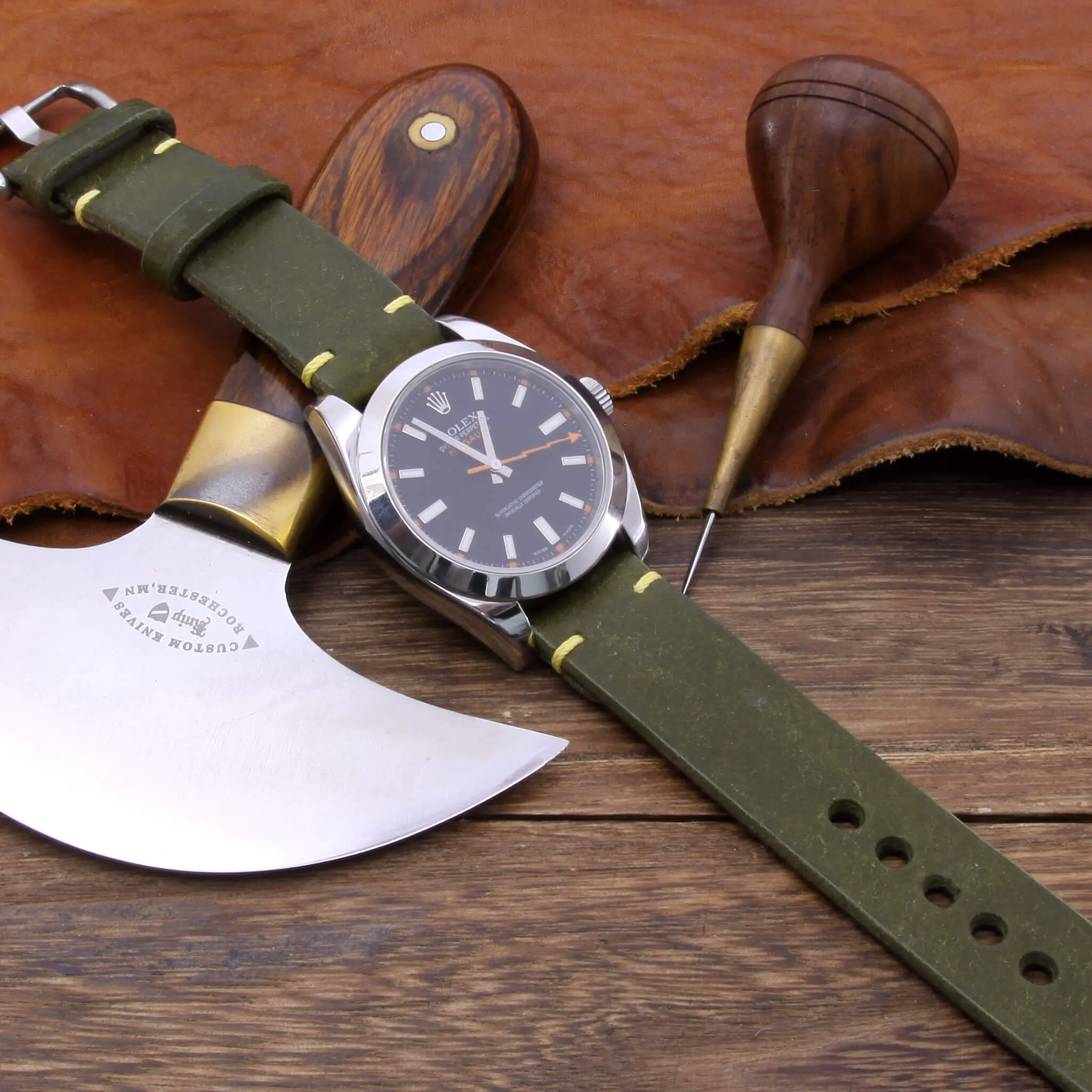 Leather Watch Strap, Pueblo Oliva | For Apple Watch