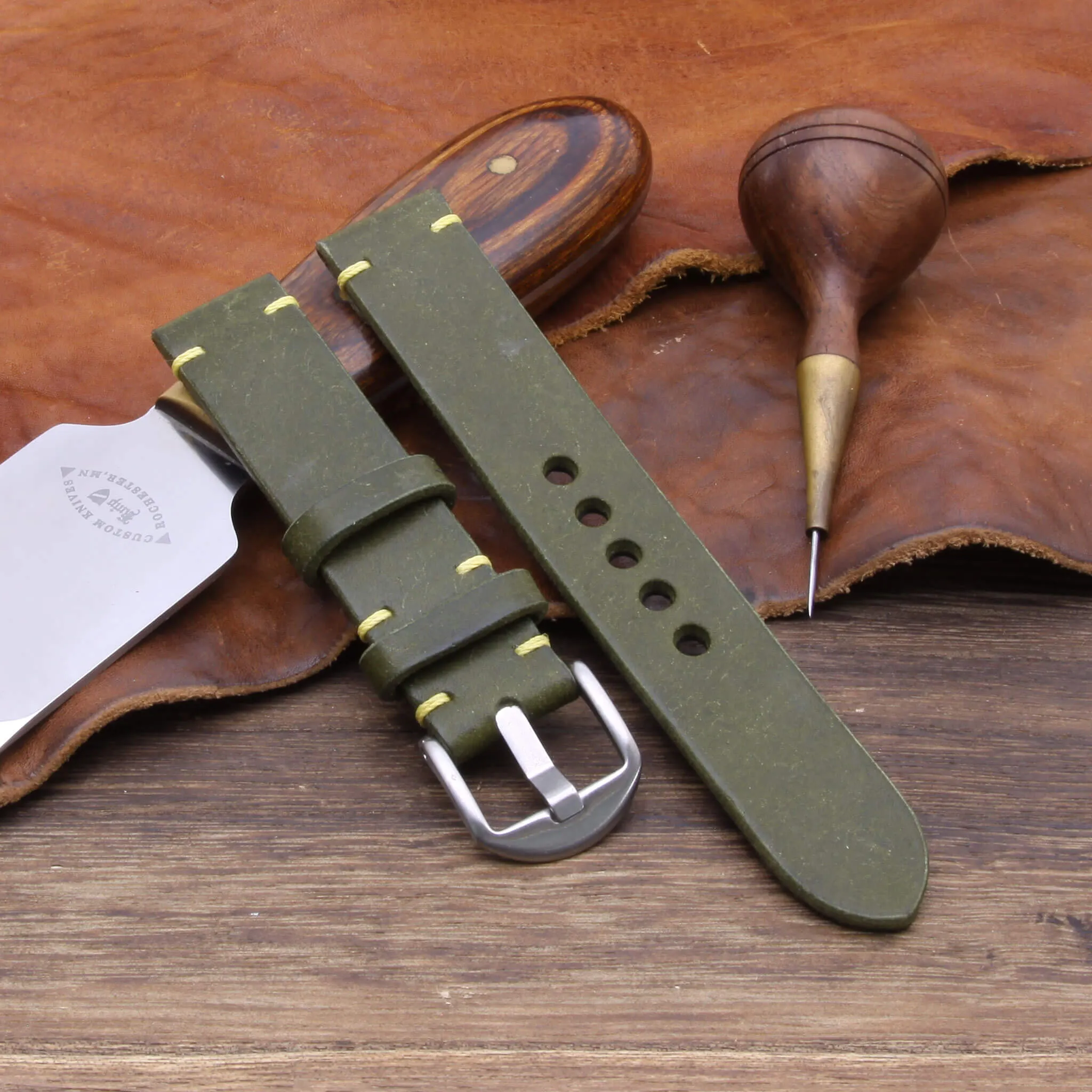 Leather Watch Strap, Pueblo Oliva | For Apple Watch