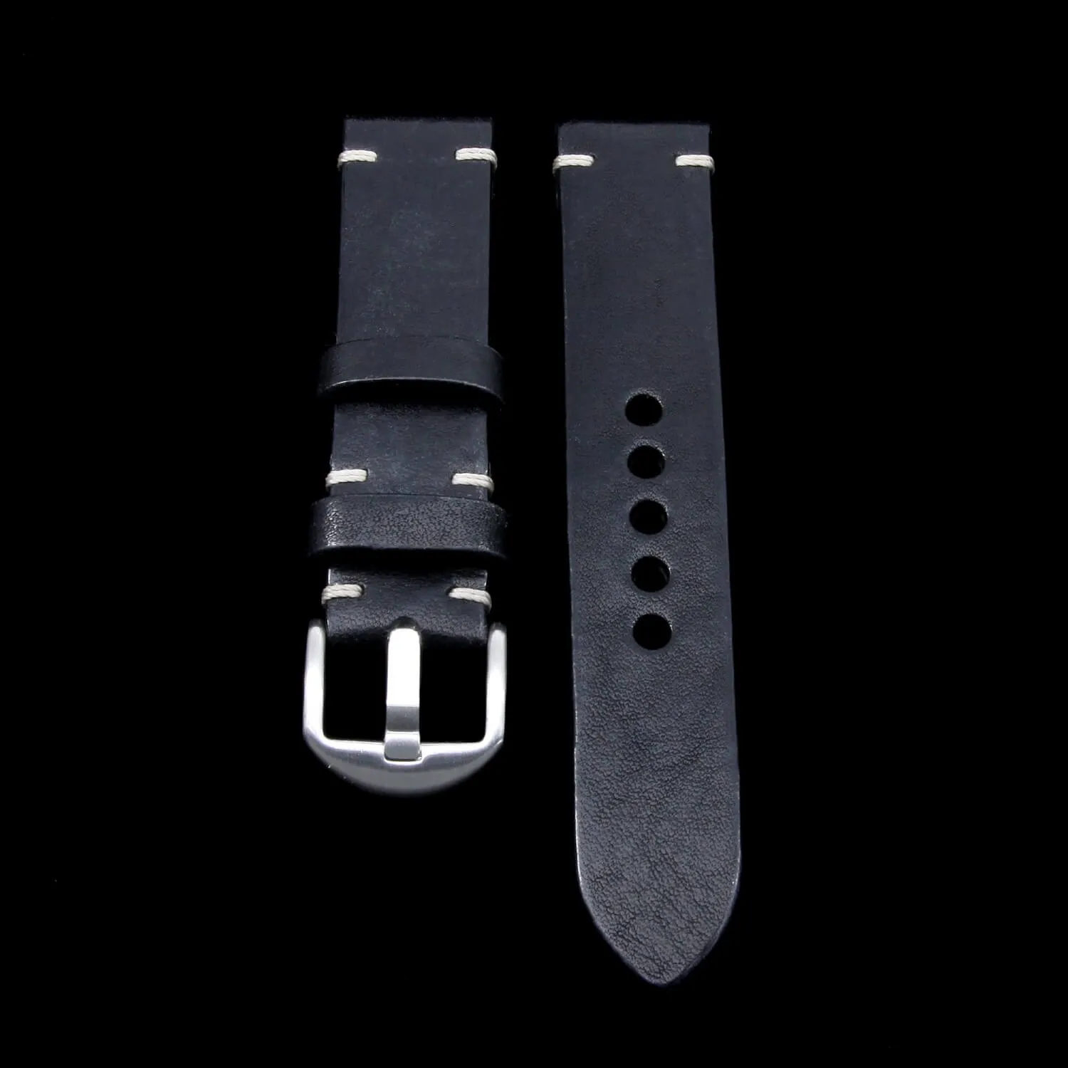 Leather Watch Strap, Vintage Nero (Black) | For Apple Watch