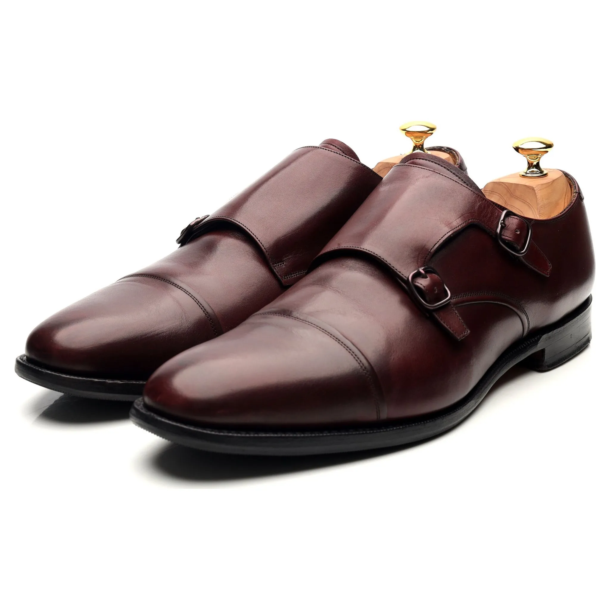 'Ledstone' Burgundy Leather Double Monk Strap UK 11 F