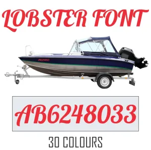 LOBSTER FONT Boat Numbers | Pair   Extra Decal   Free Squeegee