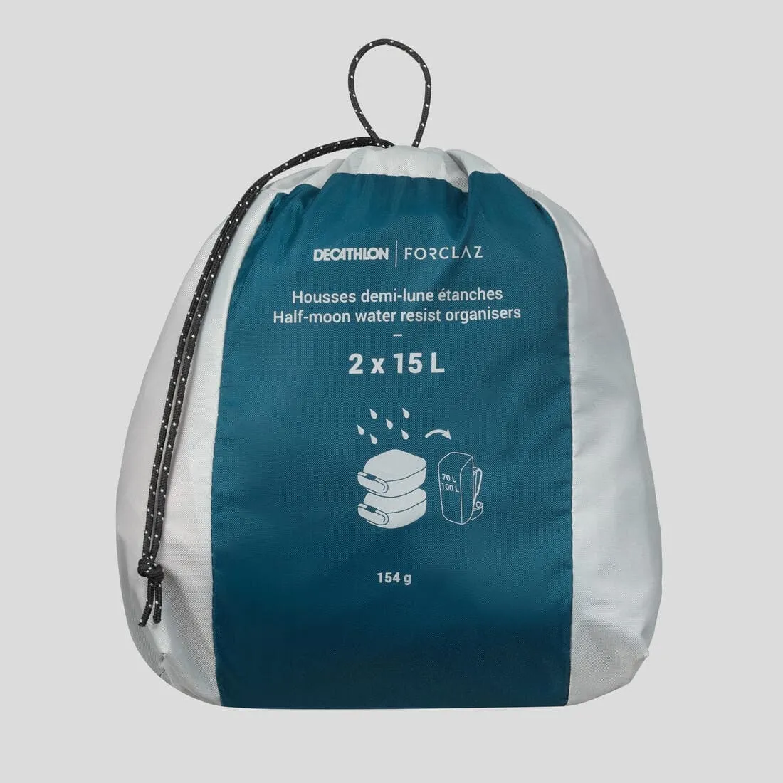 Lot de 2 housses de rangement de trekking - Demi-lune imperméables - 2x15L
