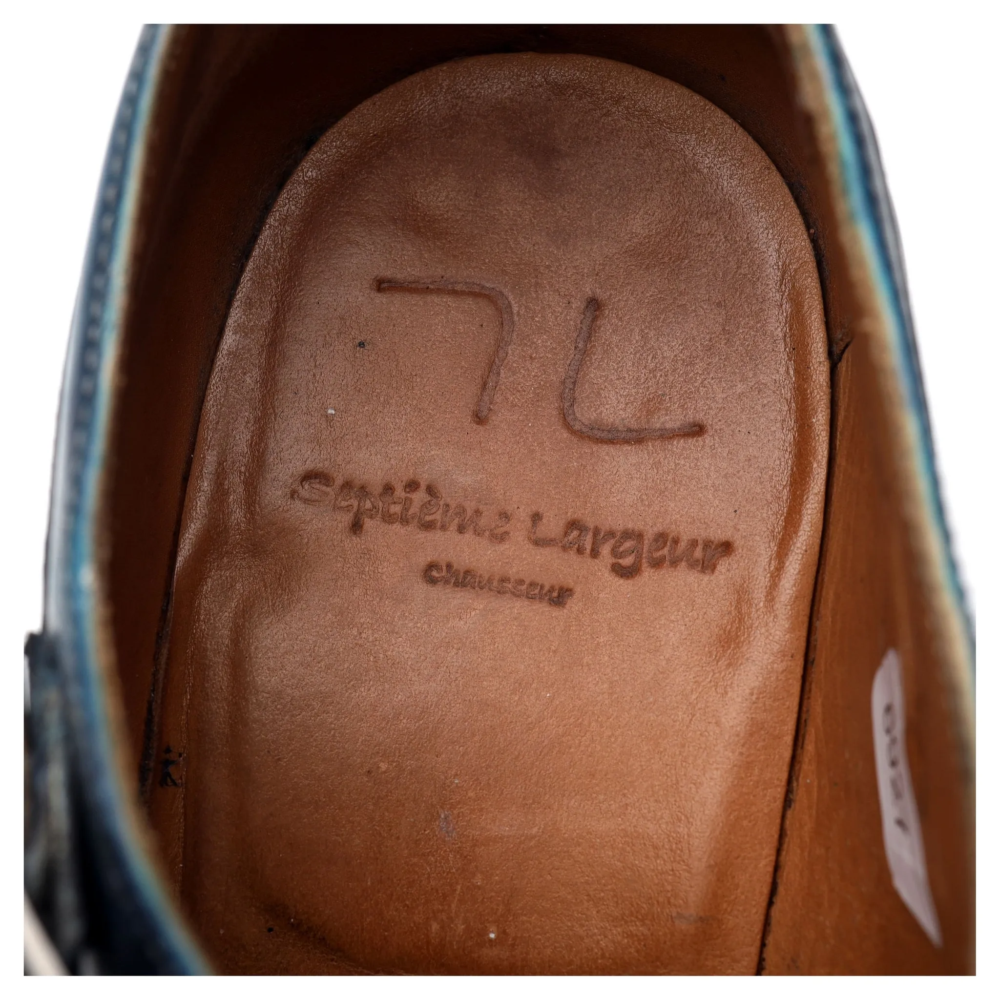 'Louis-Charles' Blue Patina Leather Double Monk Strap UK 7.5