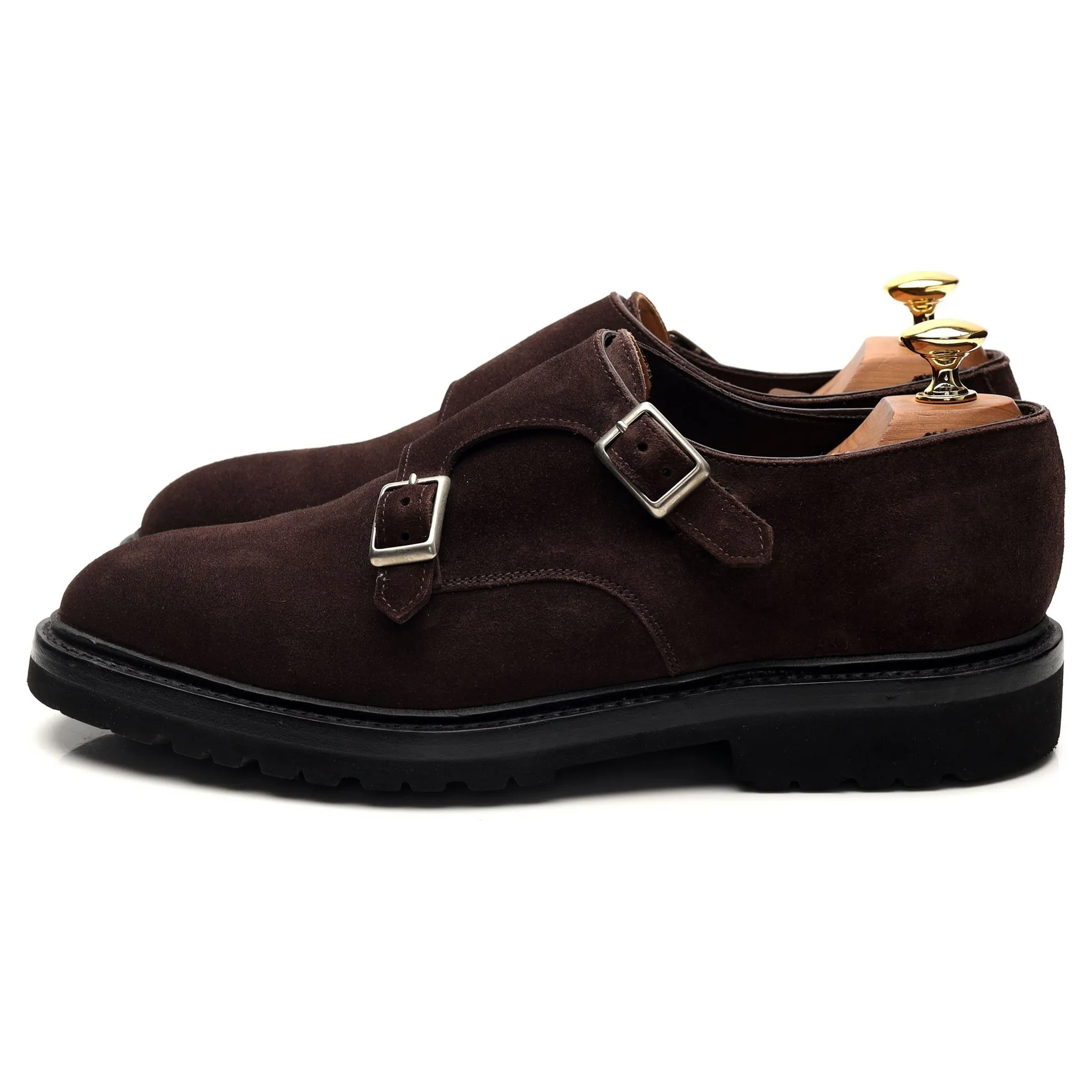 'Luke' Dark Brown Suede Double Monk Strap UK 6 E