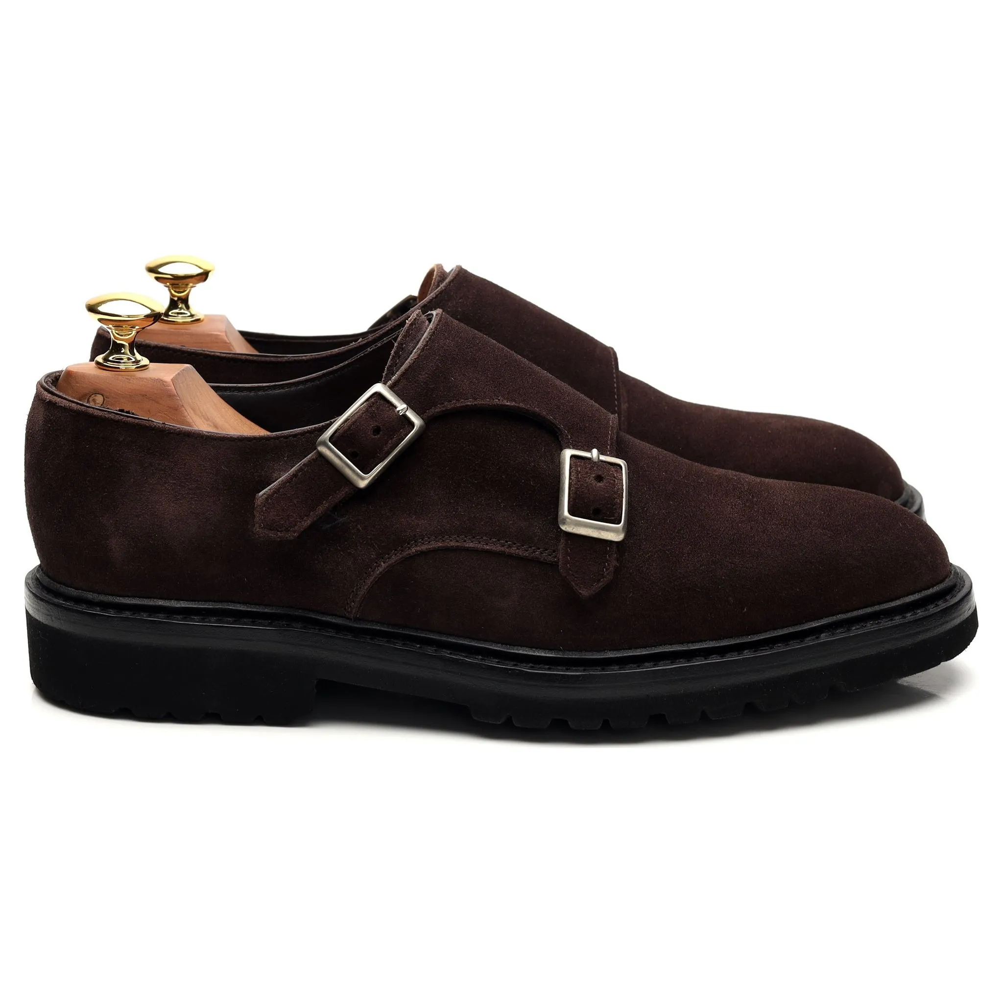 'Luke' Dark Brown Suede Double Monk Strap UK 6 E