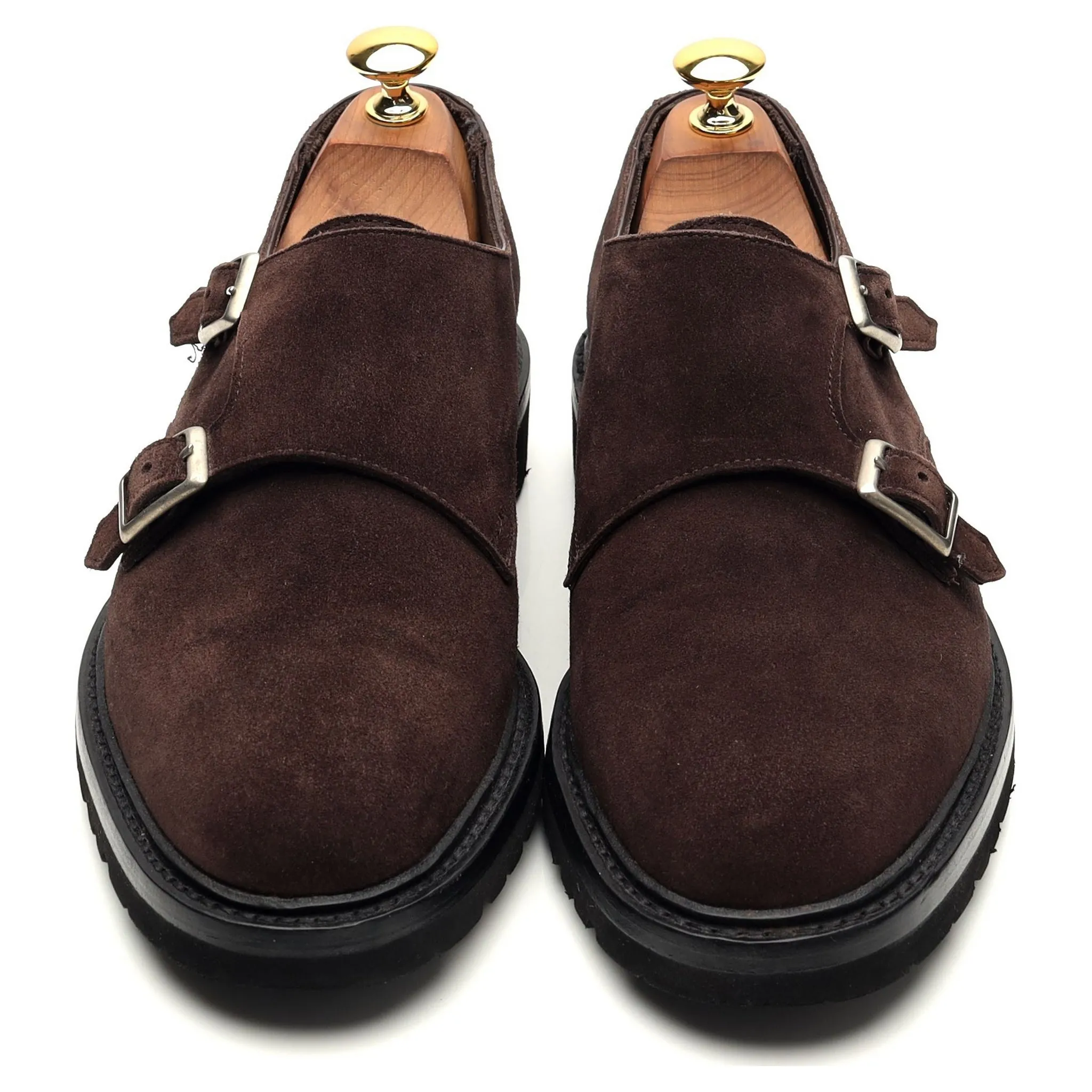 'Luke' Dark Brown Suede Double Monk Strap UK 6 E