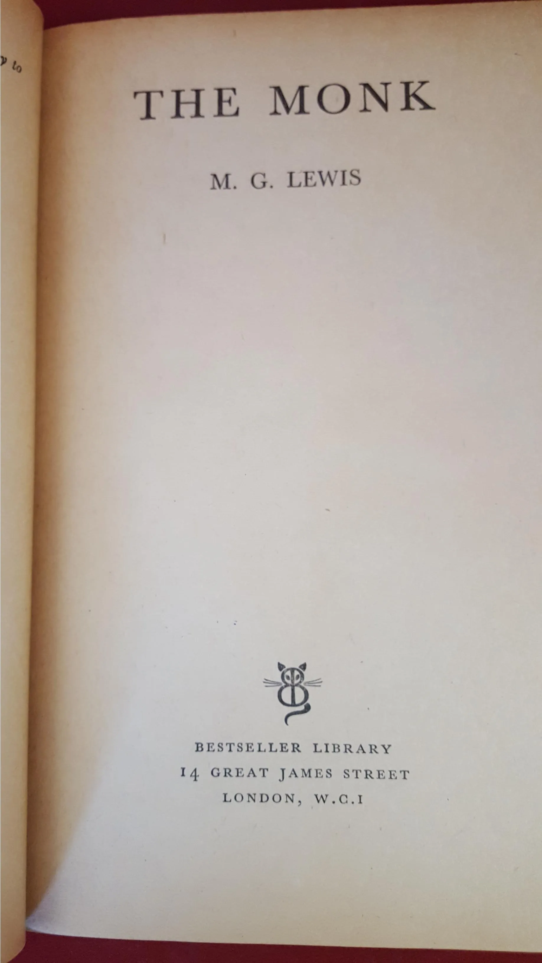 M G Lewis - The Monk, Paul Elek, 1960, First Edition