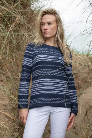 Marble Womens Striped Jumper - Navy/white