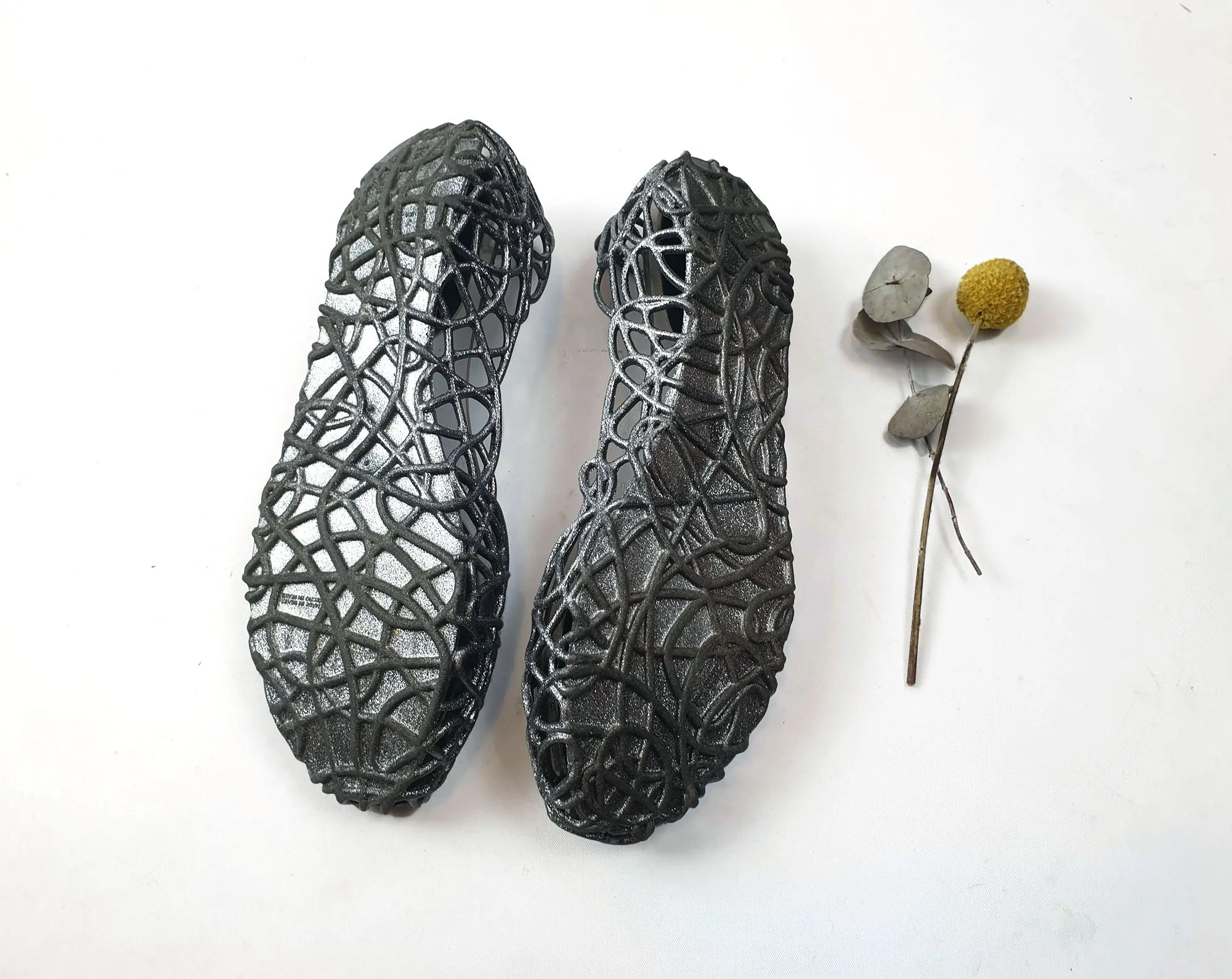 Melissa   Campana metalic silver plastic shoes size 38