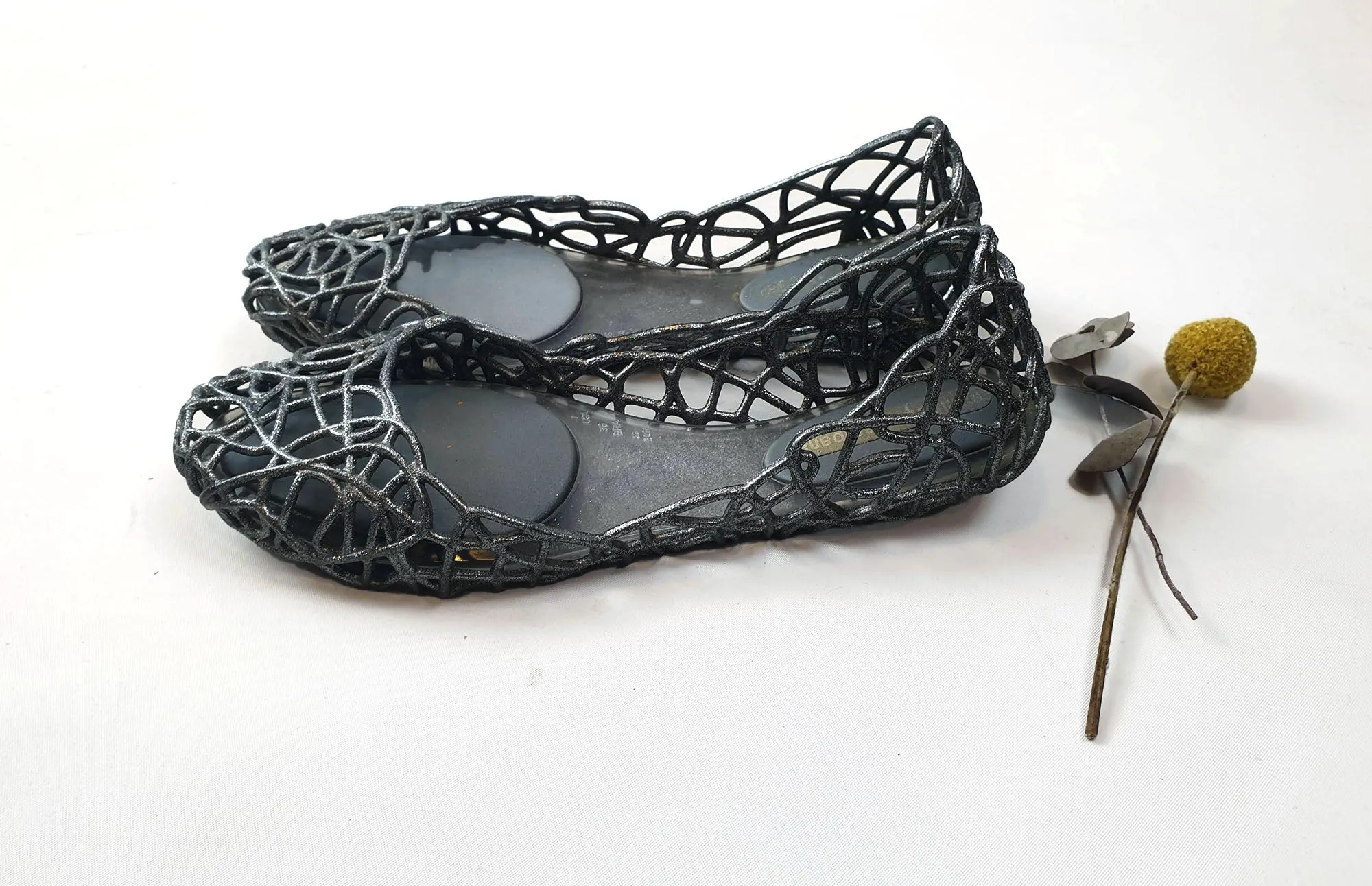 Melissa   Campana metalic silver plastic shoes size 38