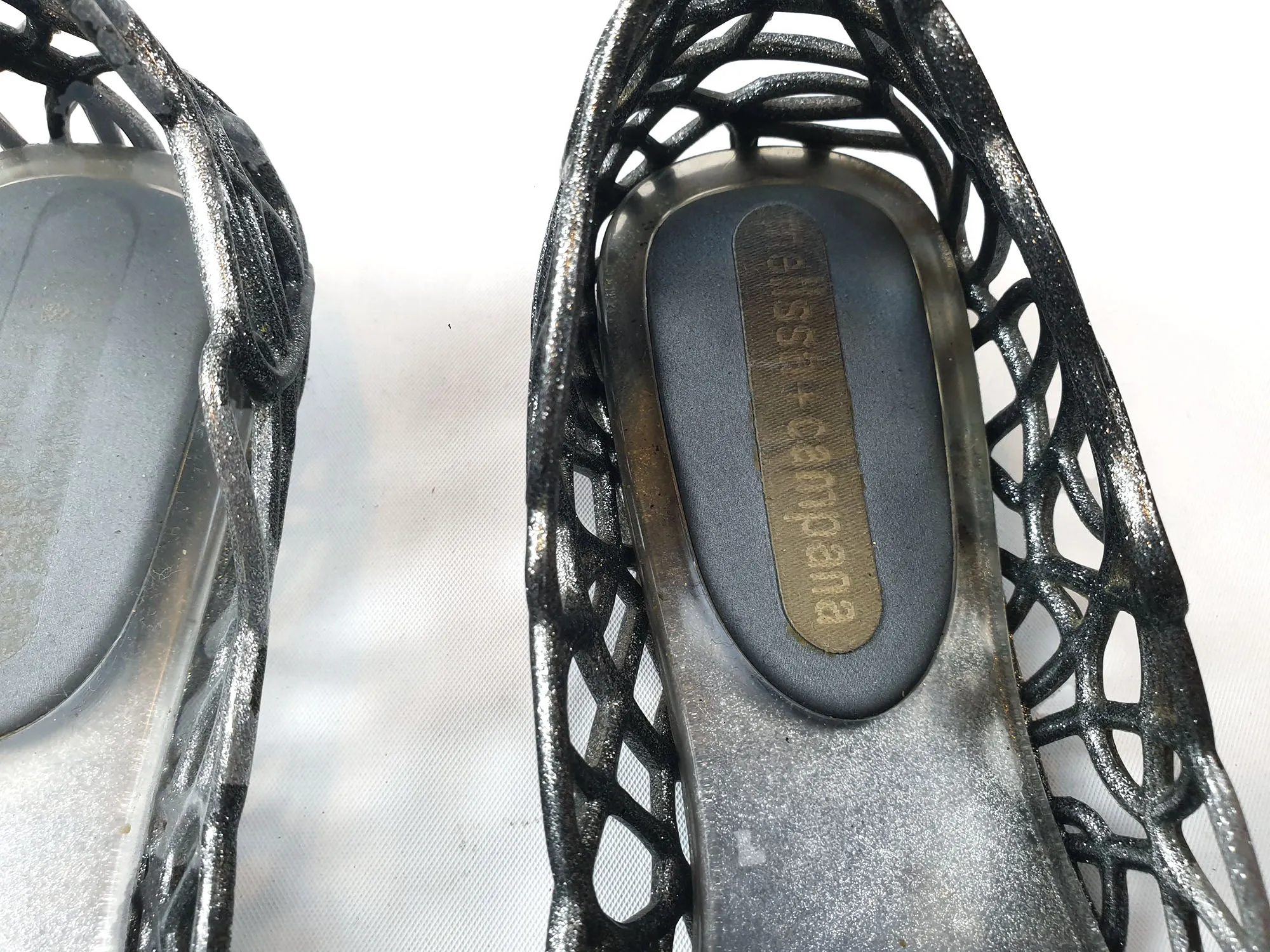 Melissa   Campana metalic silver plastic shoes size 38