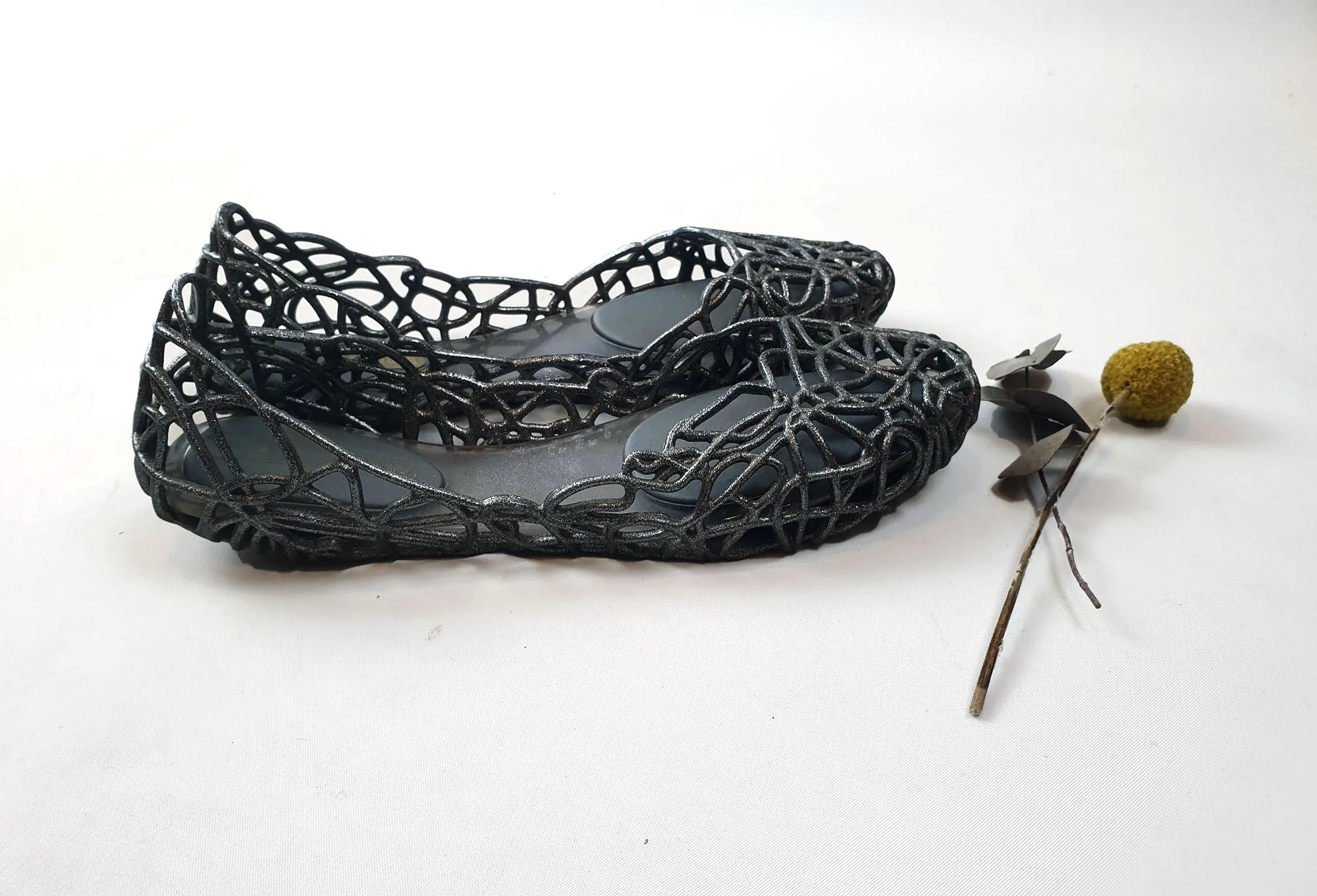 Melissa   Campana metalic silver plastic shoes size 38