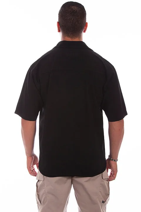 Men's Farthest Point Collection Shirt: Short Sleeve Calypso Black Tan