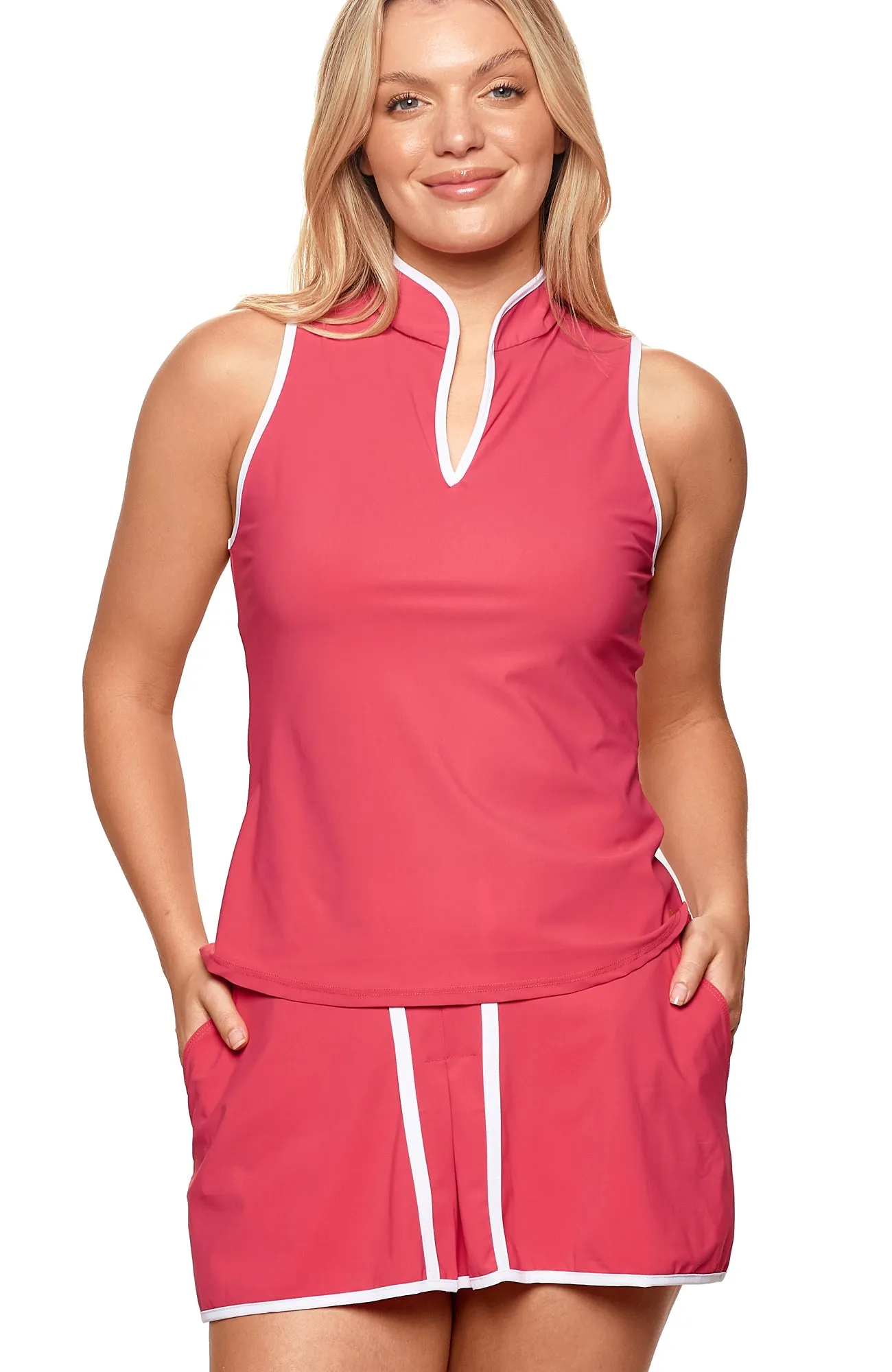 Mock Neck Tank Geranium