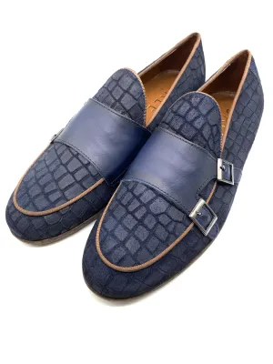 Monk Strap Croc Loafer Shoe - Navy