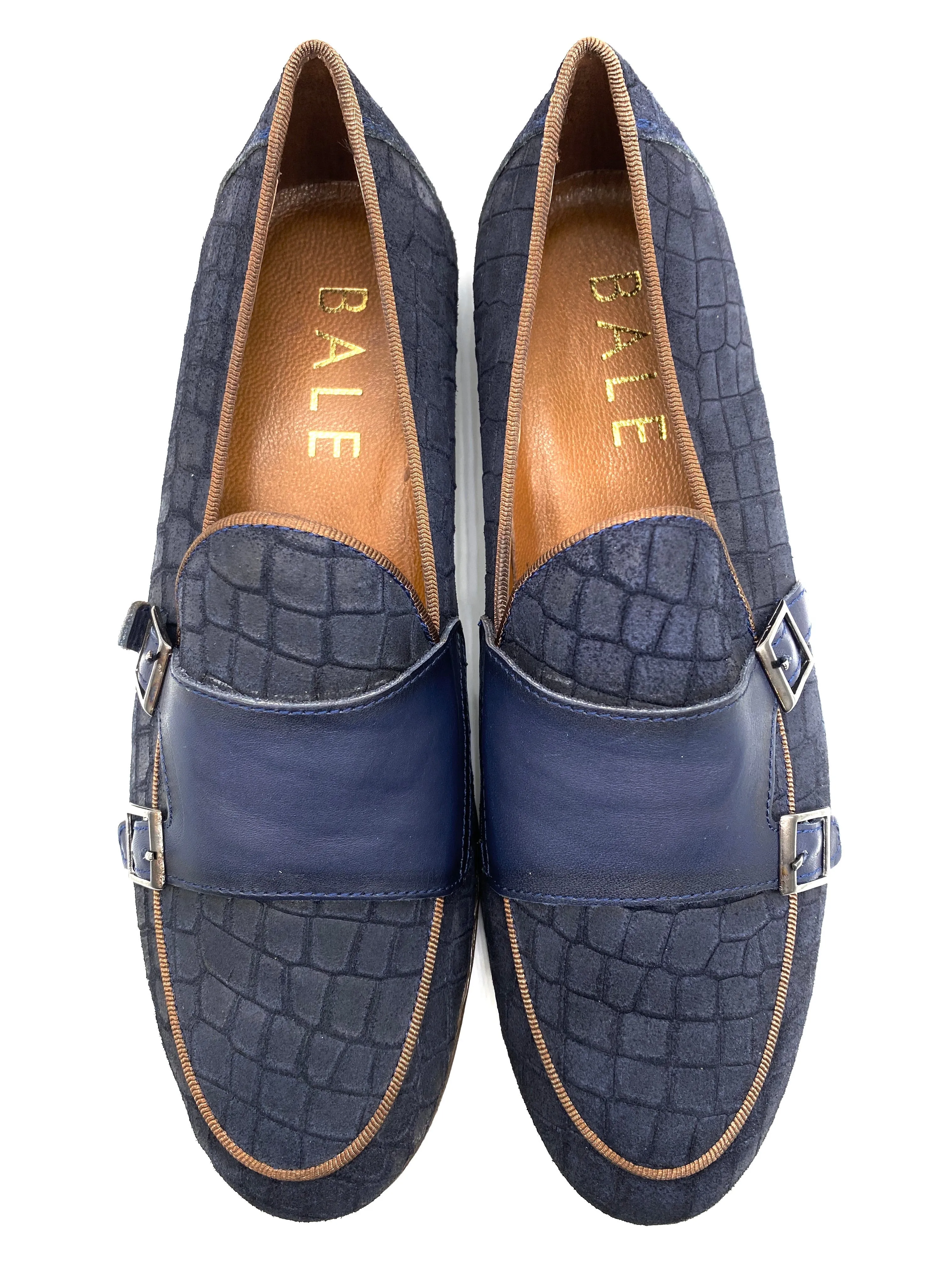 Monk Strap Croc Loafer Shoe - Navy