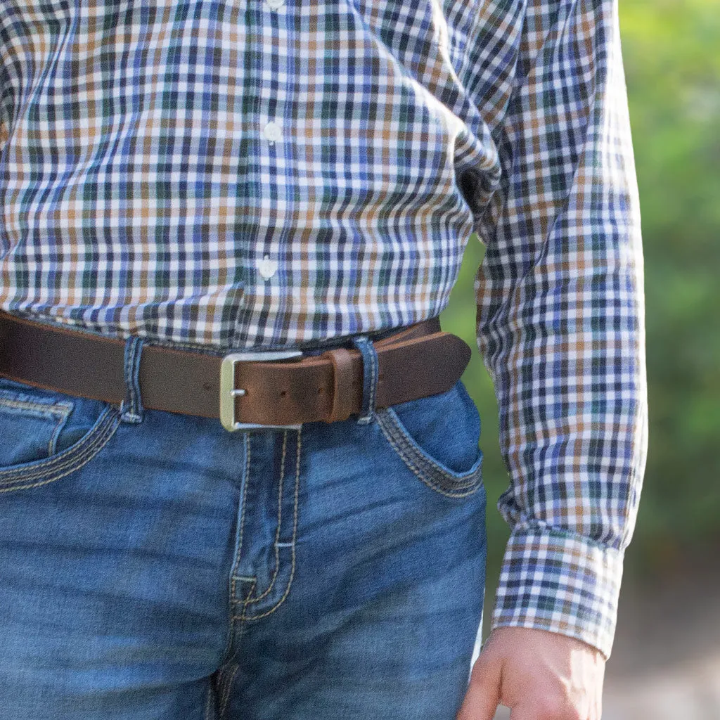 Mt. Pisgah Titanium Distressed Leather Belt & Wallet Set by Nickel Smart®