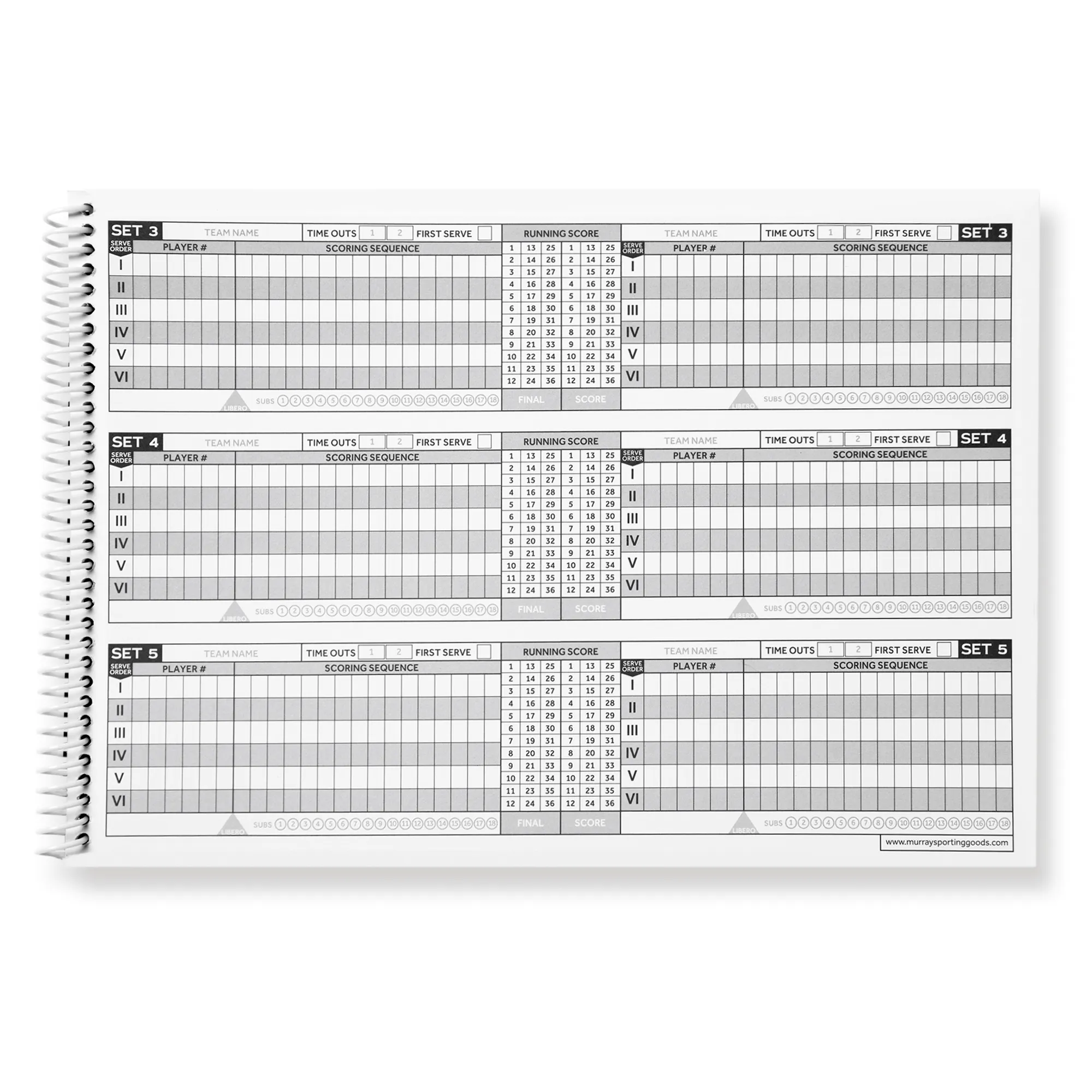 Murray Sporting Goods Volleyball Scorebook - 30 Matches