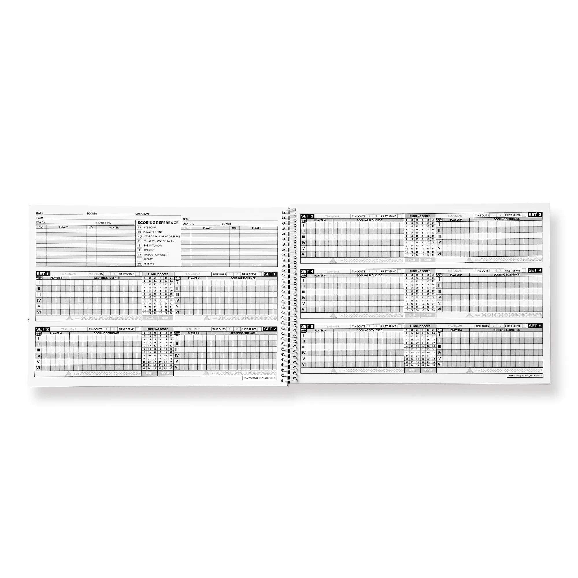 Murray Sporting Goods Volleyball Scorebook - 30 Matches