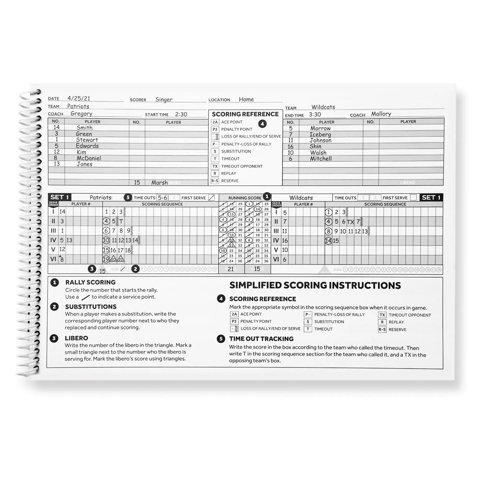 Murray Sporting Goods Volleyball Scorebook - 30 Matches