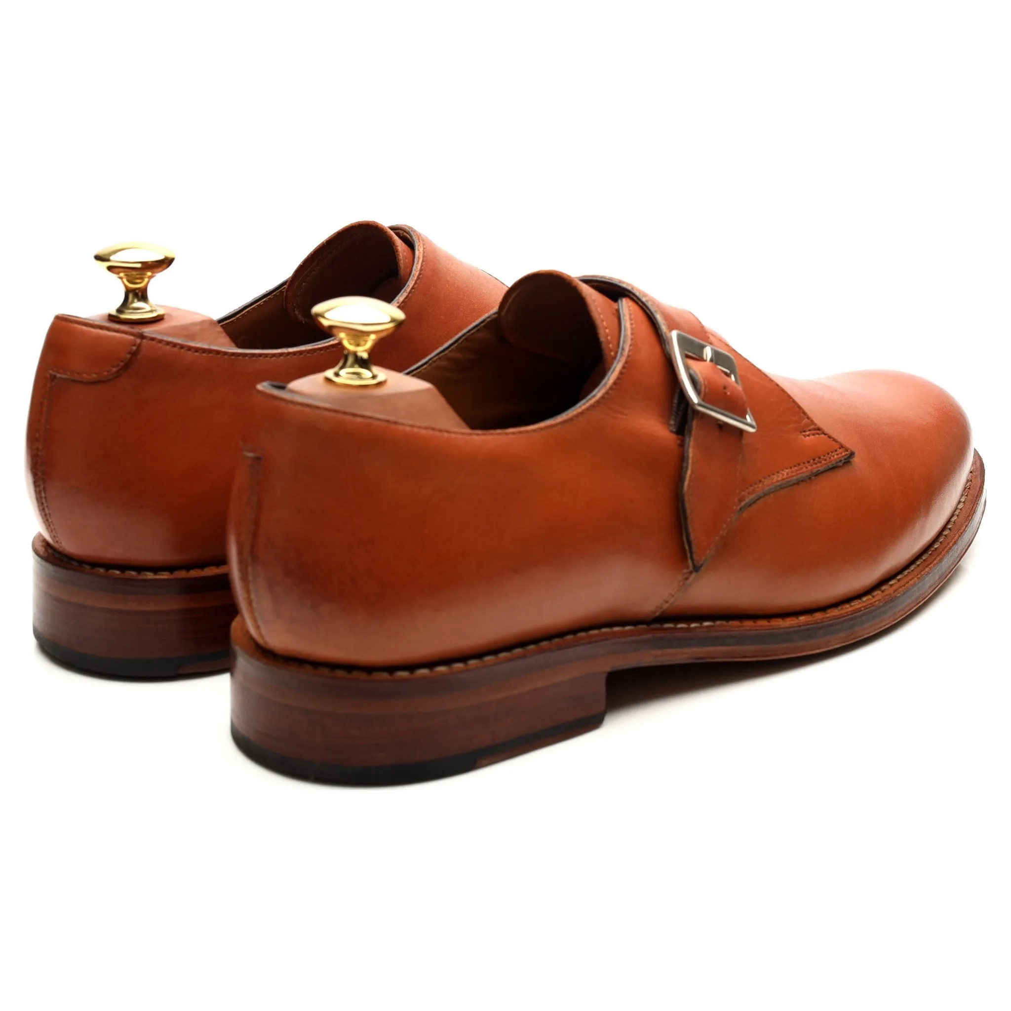 'Nathan' Tan Brown Leather Monk Strap UK 9 G