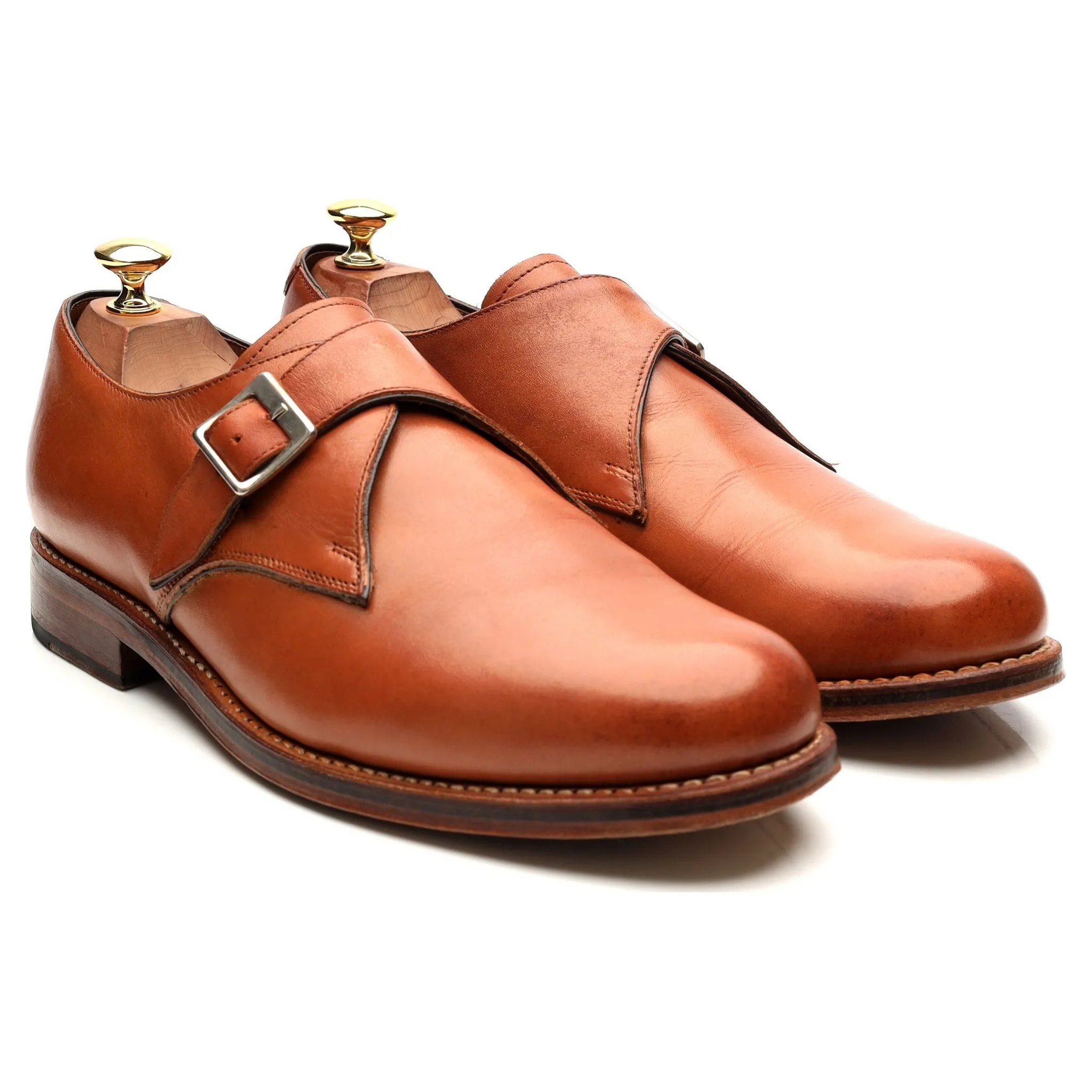 'Nathan' Tan Brown Leather Monk Strap UK 9 G