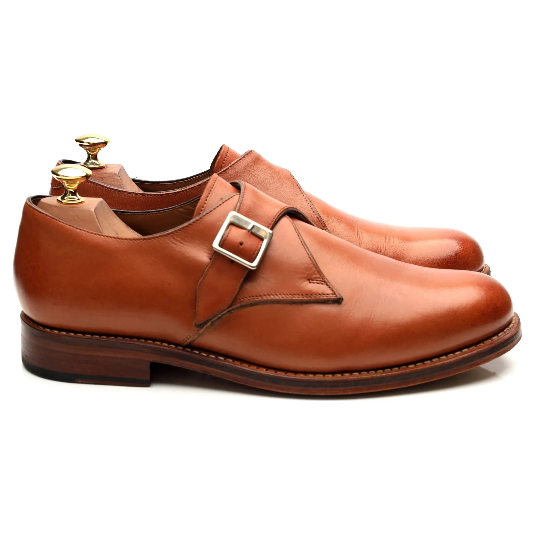 'Nathan' Tan Brown Leather Monk Strap UK 9 G