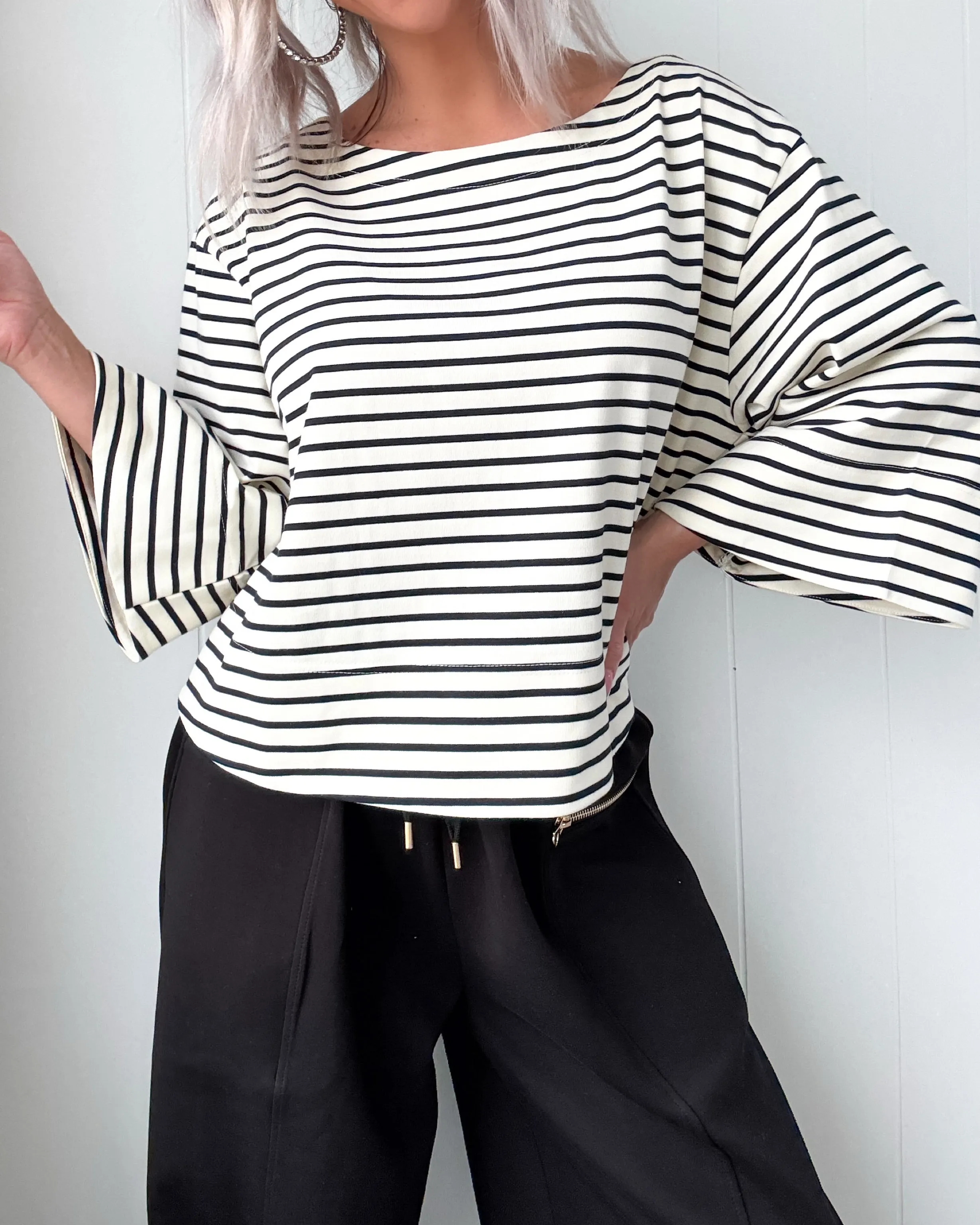 Nautical Muse Striped Top - Black/Ivory