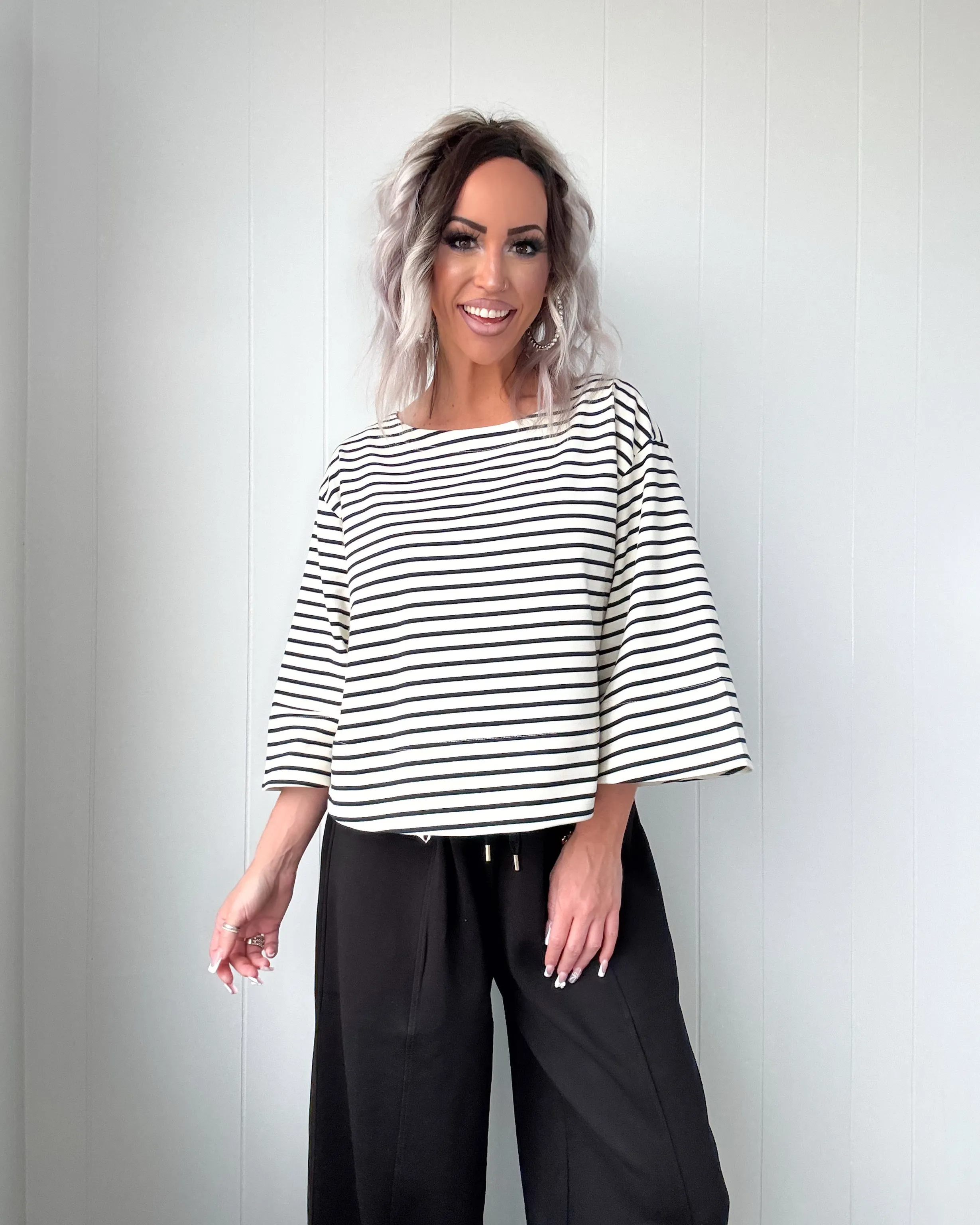 Nautical Muse Striped Top - Black/Ivory