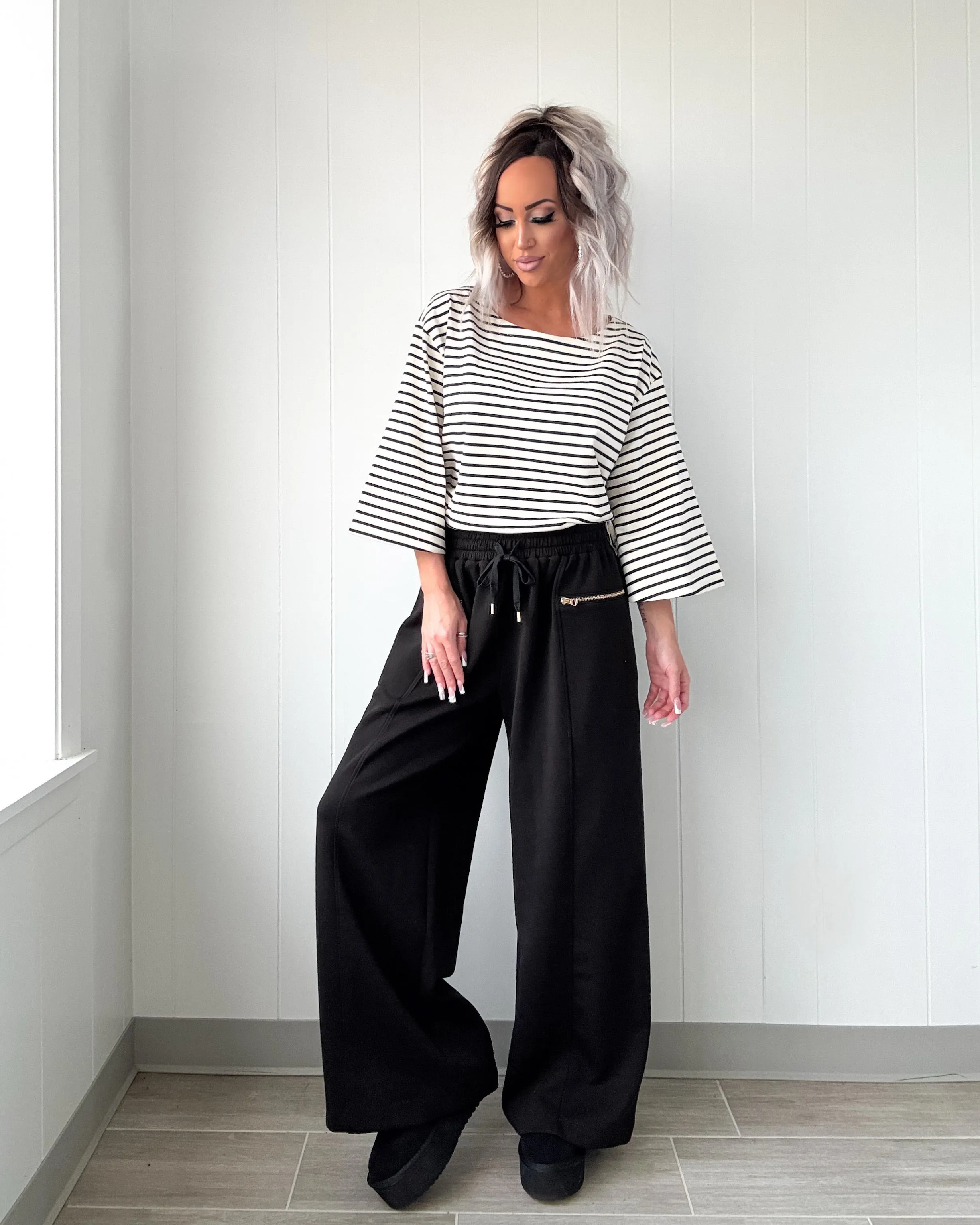 Nautical Muse Striped Top - Black/Ivory