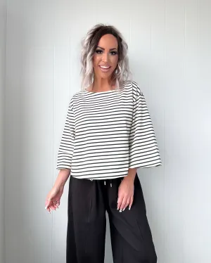 Nautical Muse Striped Top - Black/Ivory