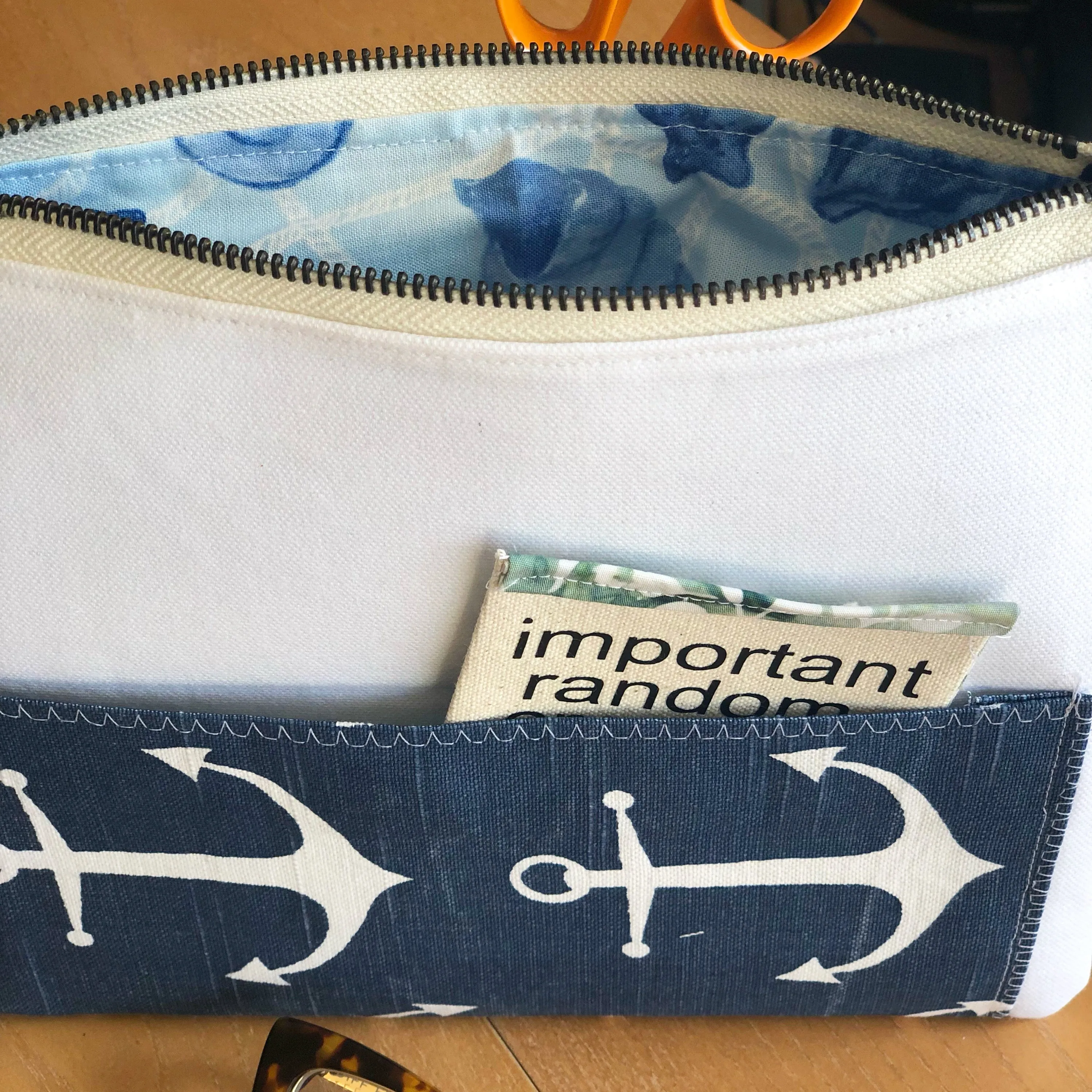 navy pocket - canvas zip bag