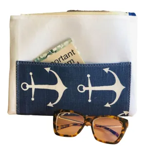 navy pocket - canvas zip bag