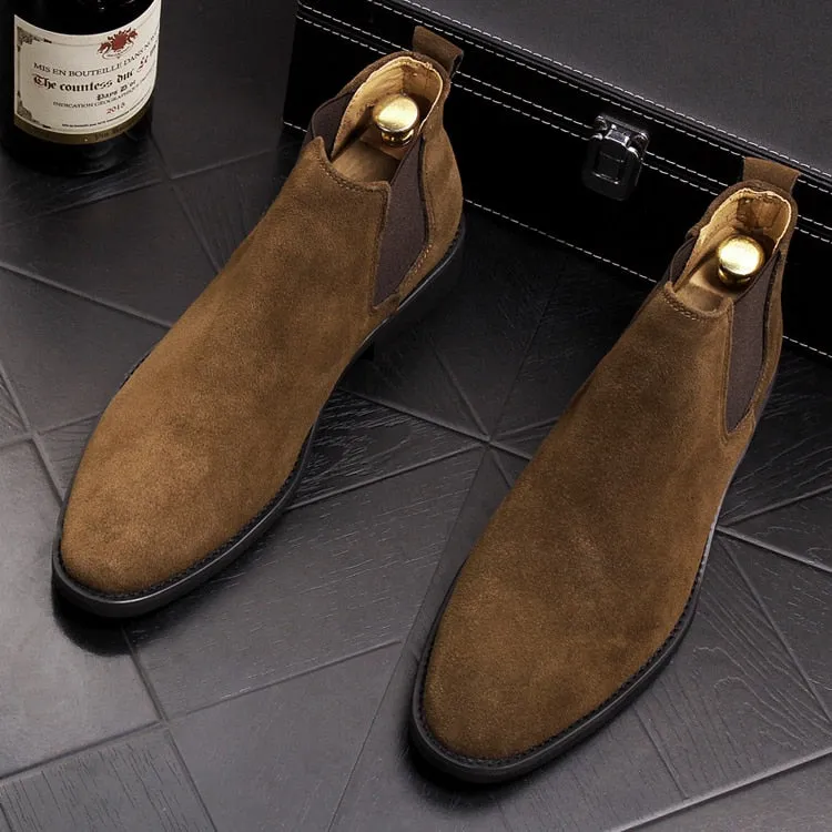 new arrival mens casual breathable genuine leather ankle boots nubuck chelsea booties young gentleman cowboy shoes zapato hombre