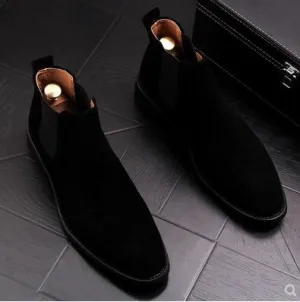new arrival mens casual breathable genuine leather ankle boots nubuck chelsea booties young gentleman cowboy shoes zapato hombre