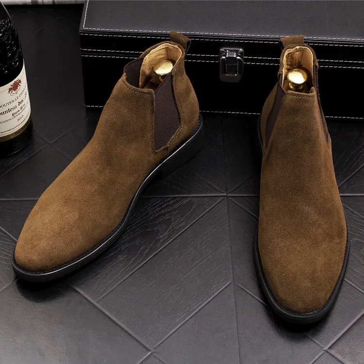 new arrival mens casual breathable genuine leather ankle boots nubuck chelsea booties young gentleman cowboy shoes zapato hombre