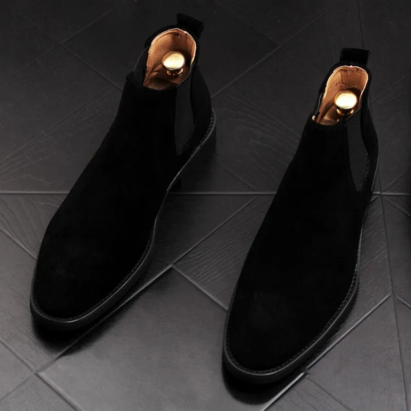 new arrival mens casual breathable genuine leather ankle boots nubuck chelsea booties young gentleman cowboy shoes zapato hombre